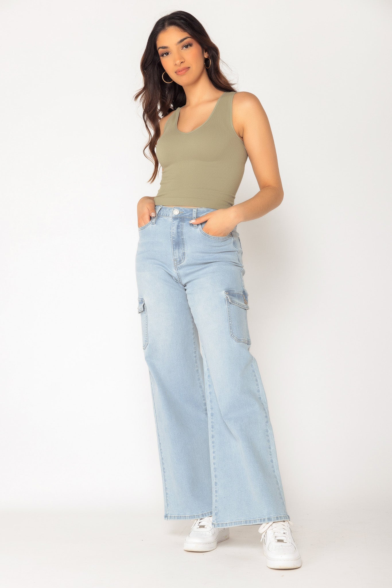YMI Light Wash Skater Cargo Jean