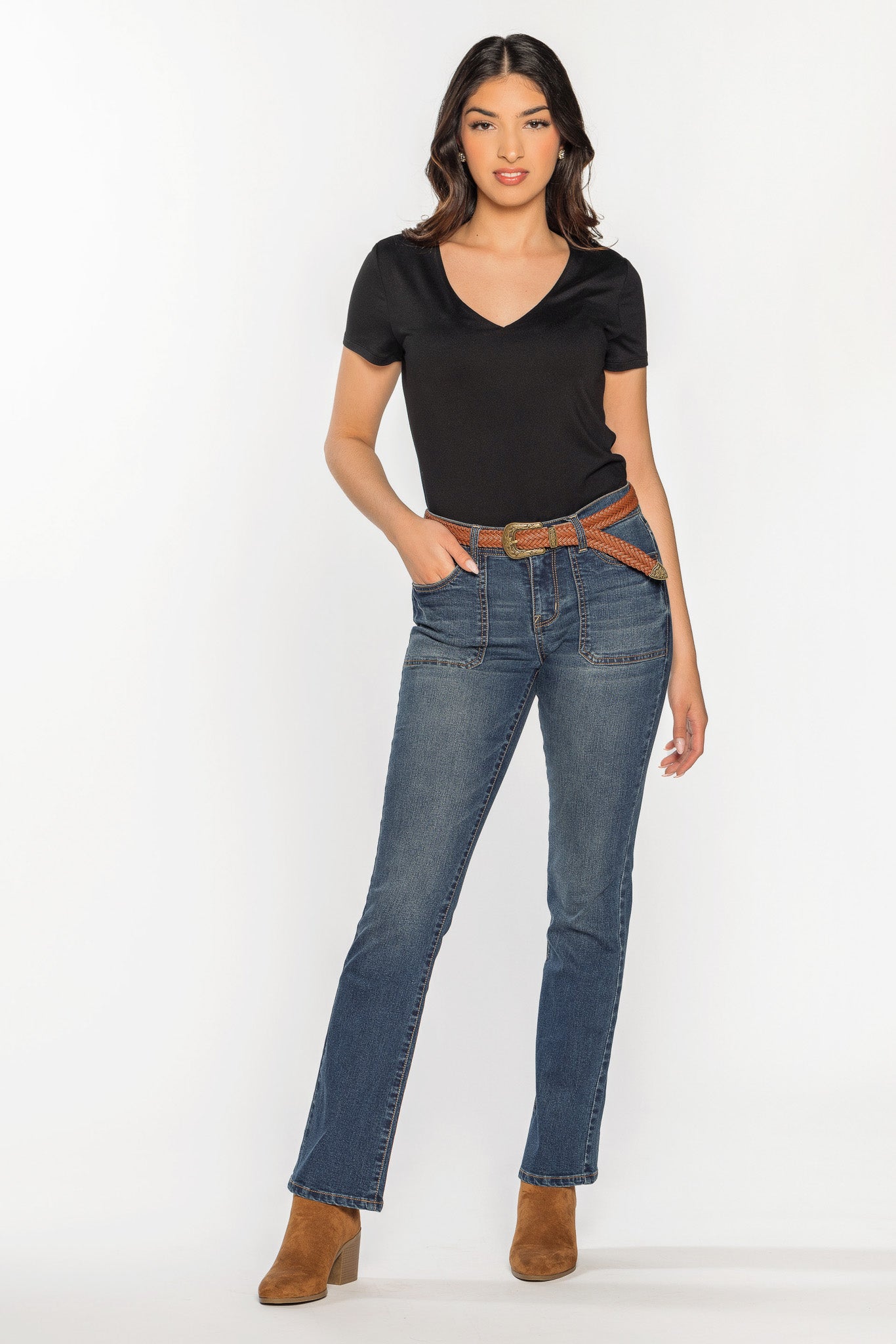 WallFlower Bootcut Jean with Braided Western Belt