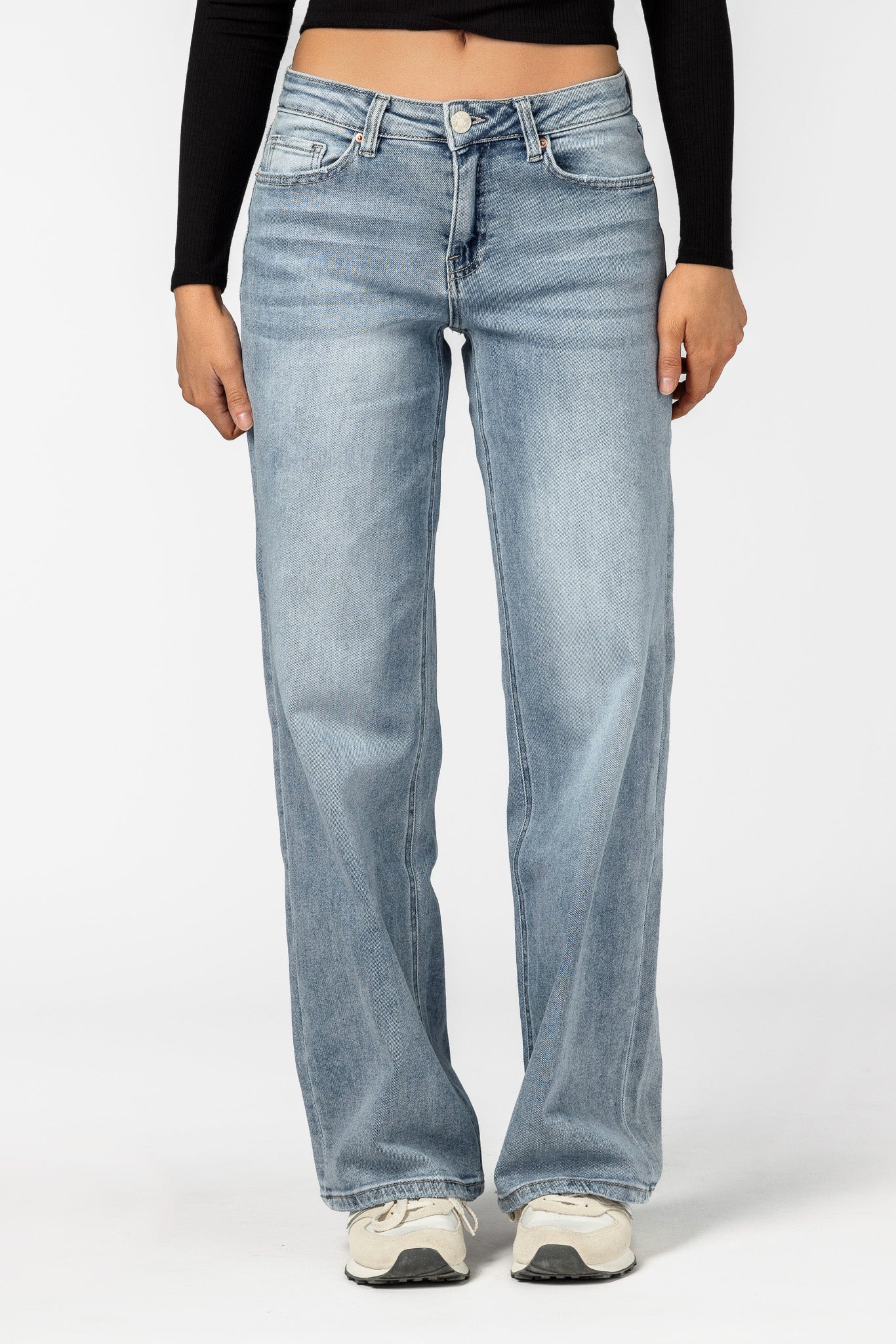 YMI Light Wash Mid-Rise Wideleg