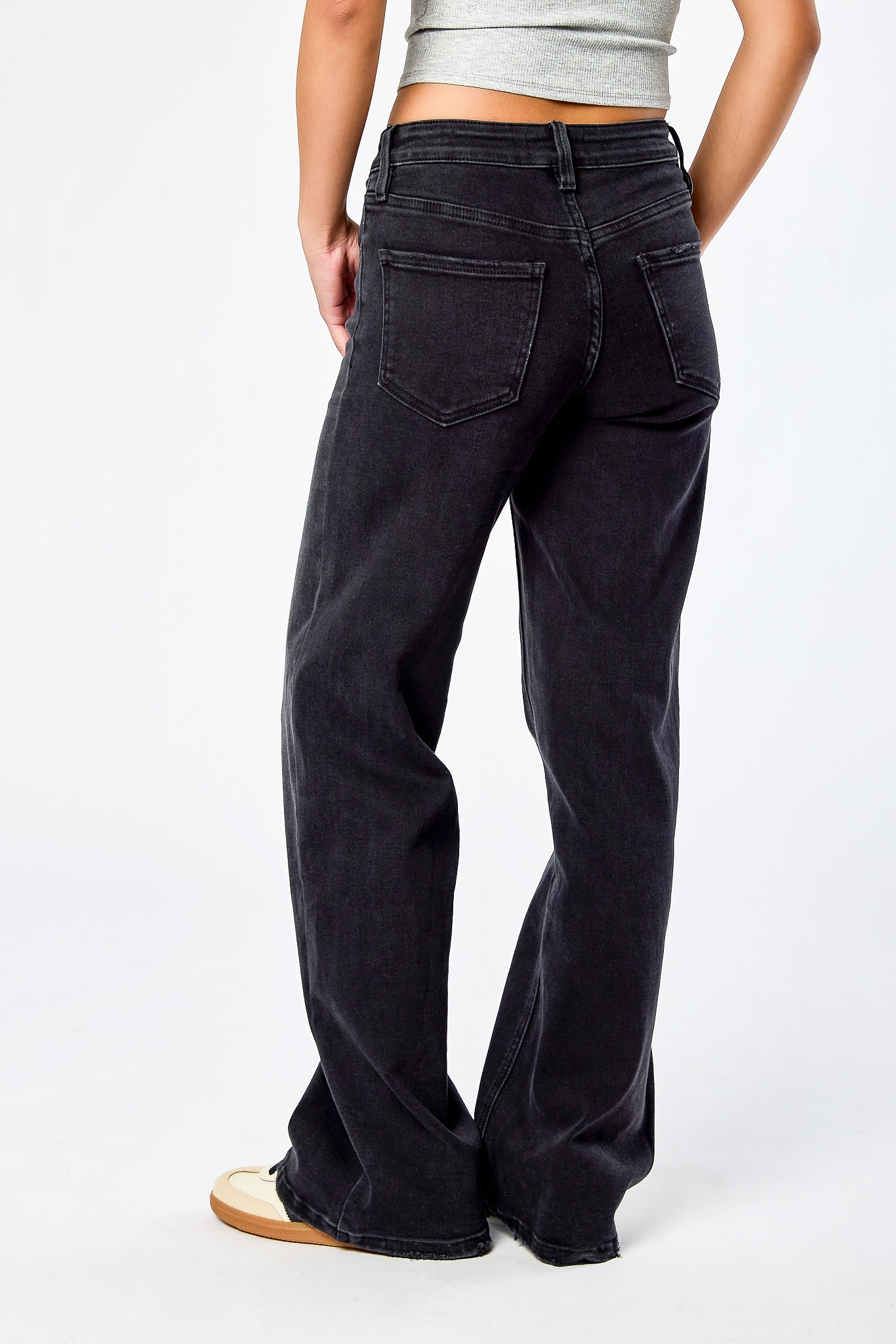 Tattoo Black Mid-Rise Wide Leg Jean