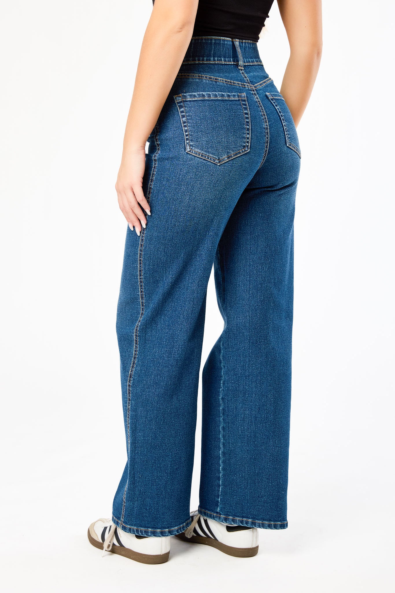 BBJ Storm Blue Body Sculpt Pull-On High-Rise Wide-Leg Jean