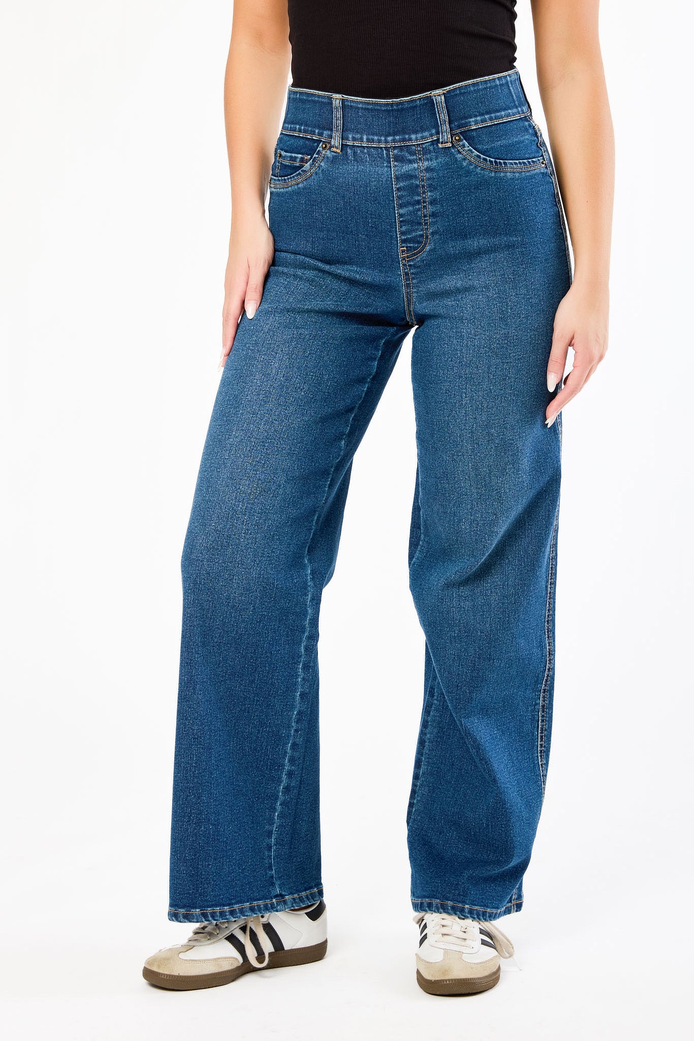 BBJ Storm Blue Body Sculpt Pull-On High-Rise Wide-Leg Jean