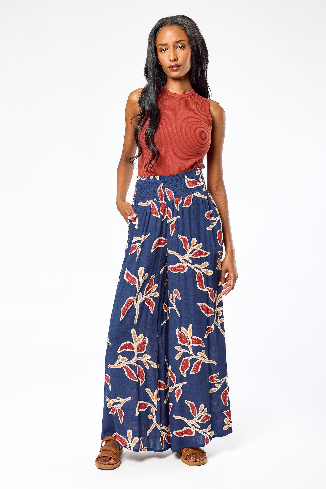 Foliage Rayon Gauze Palazzo Pant