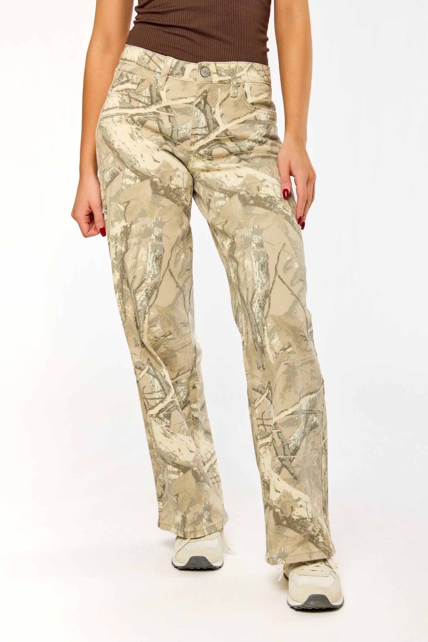 Tattoo Riley Camo Low-Rise Wide-Leg Cargo Pant