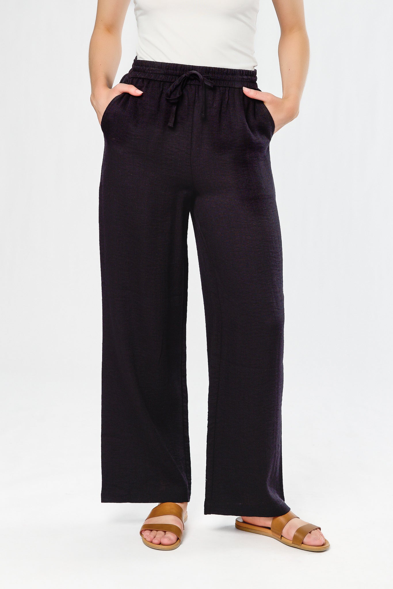 Linen-Look Palazzo Pant