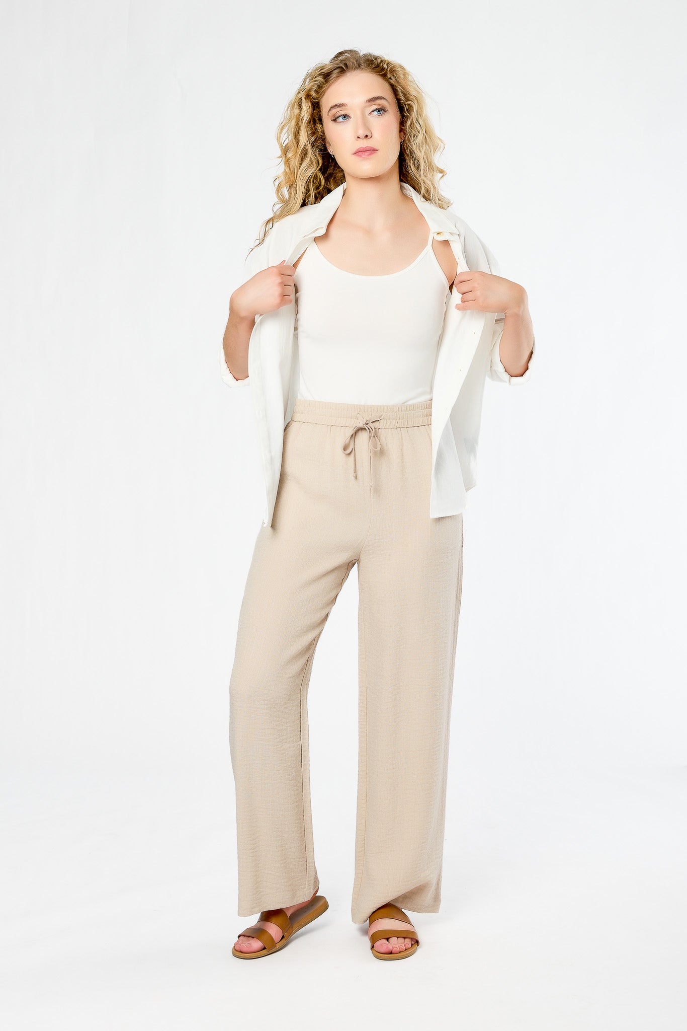 Linen-Look Palazzo Pant