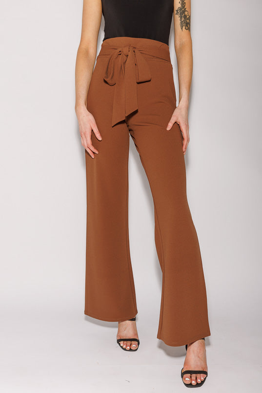 Scuba Crepe Pant with Tie-Belt