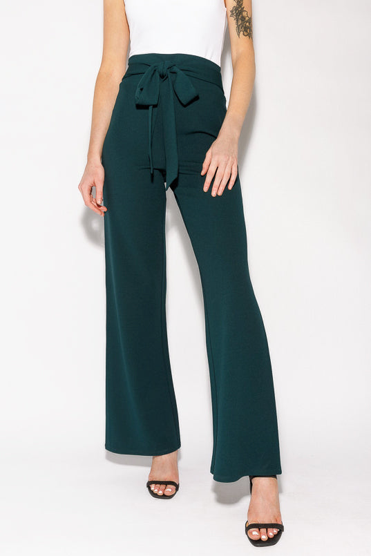 Scuba Crepe Pant with Tie-Belt