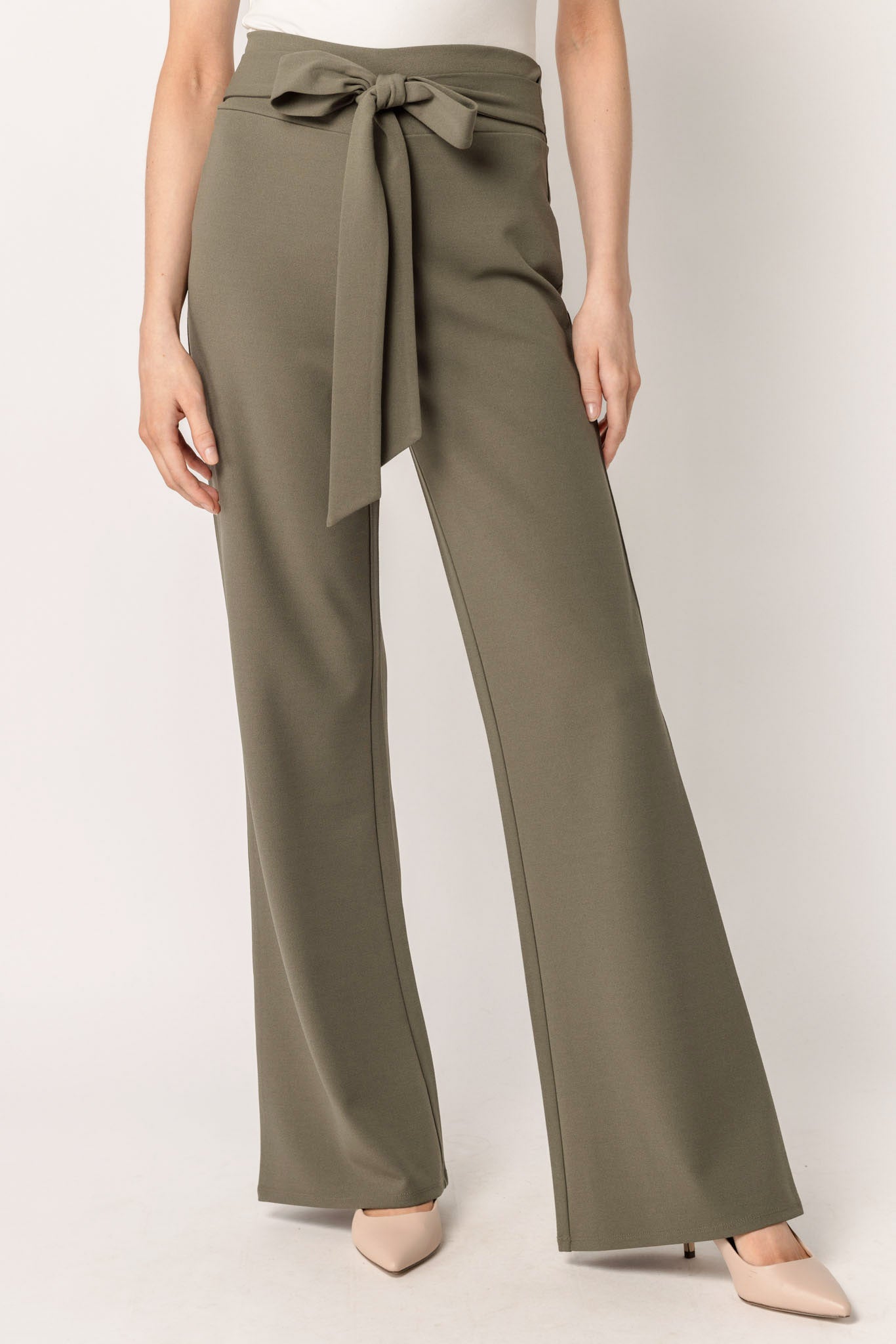 Scuba Crepe Pant with Tie-Belt