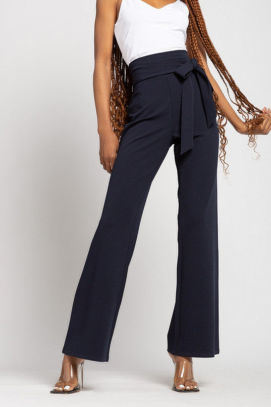 Scuba Crepe Pant with Tie-Belt