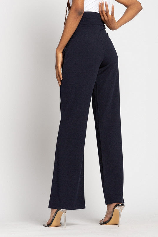 Scuba Crepe Pant with Tie-Belt
