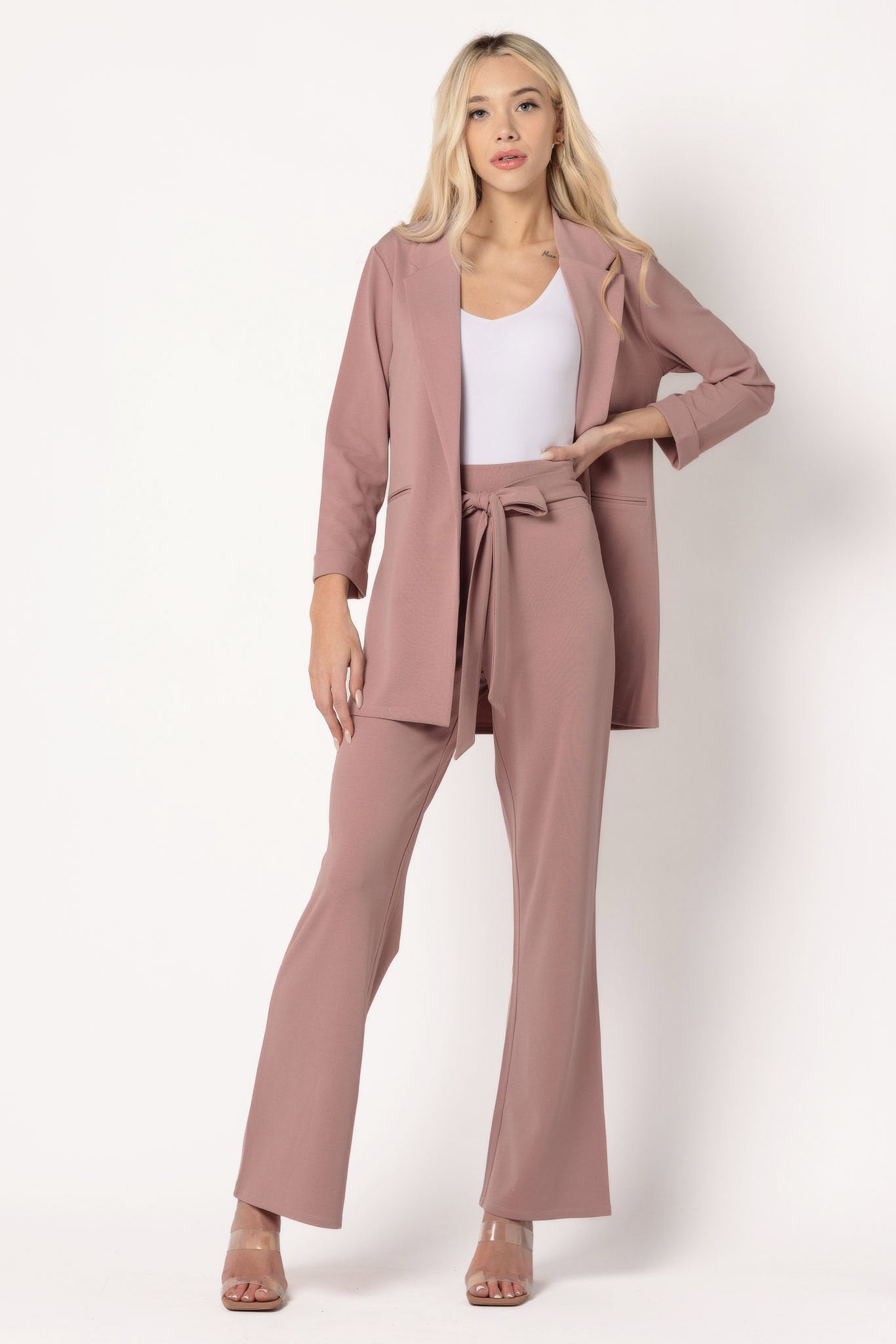 Scuba Crepe Pant with Tie-Belt
