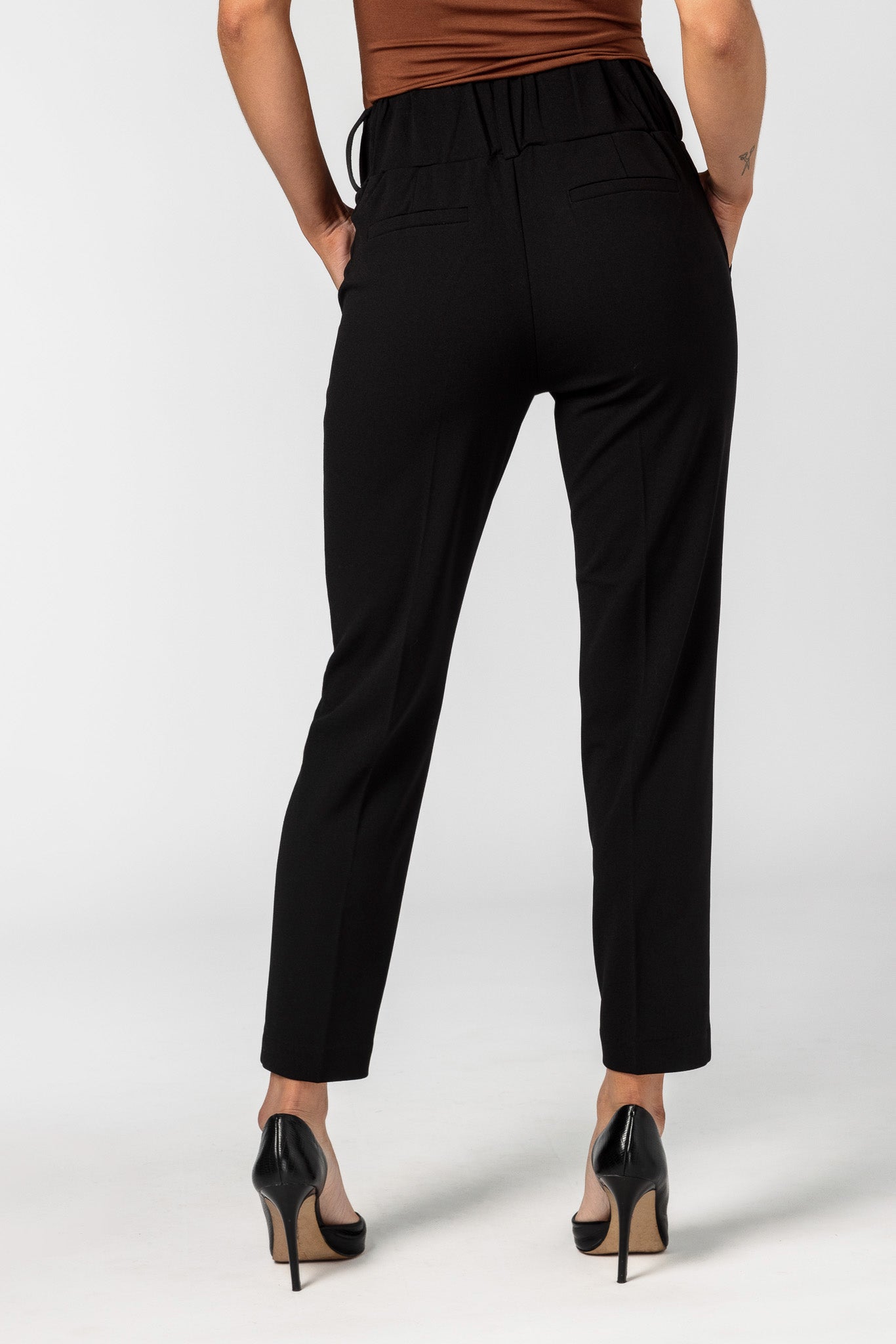 Knit Crepe Wide Waistband Trouser