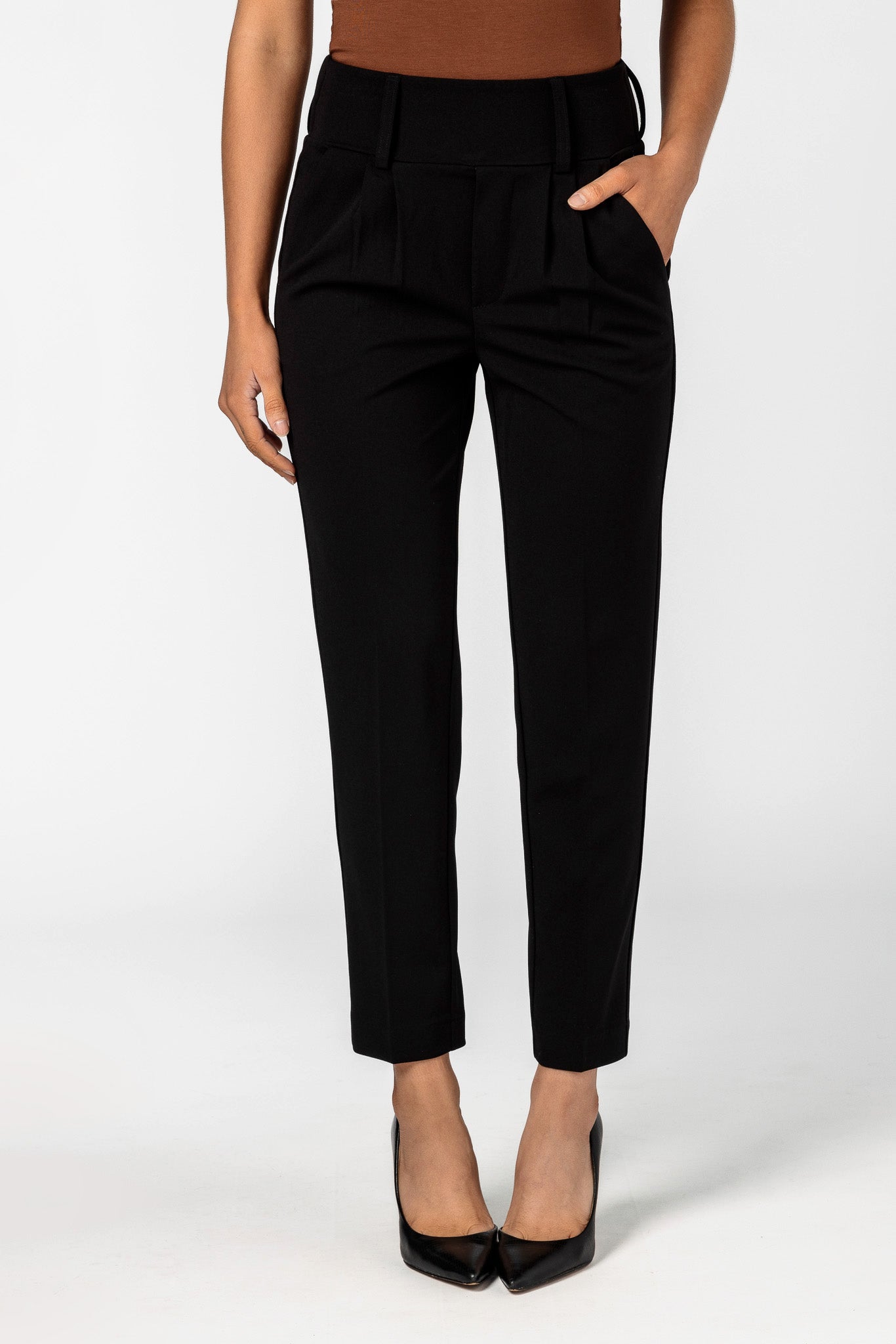 Knit Crepe Wide Waistband Trouser