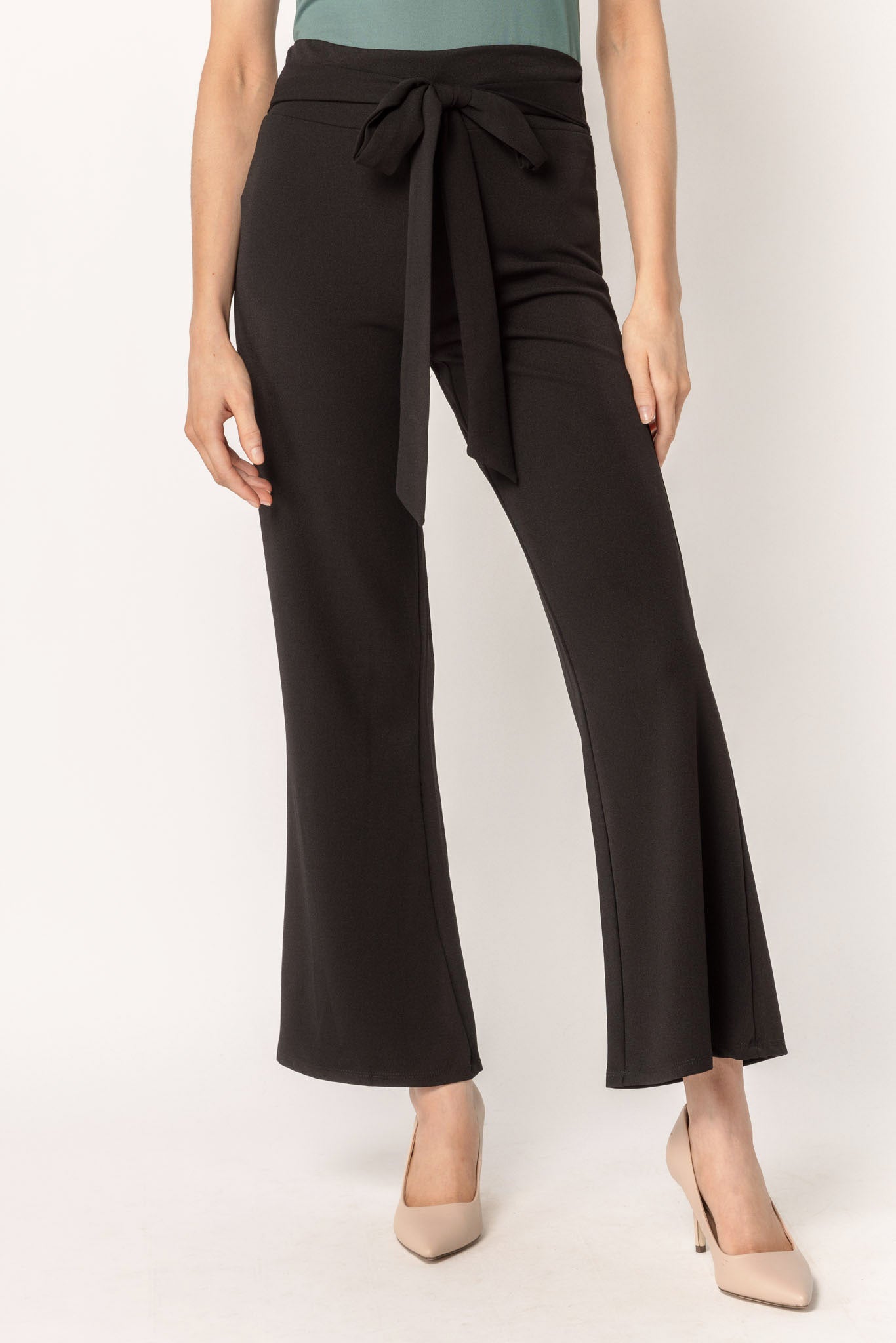 Scuba Crepe Pant with Tie-Belt  - Short Inseam