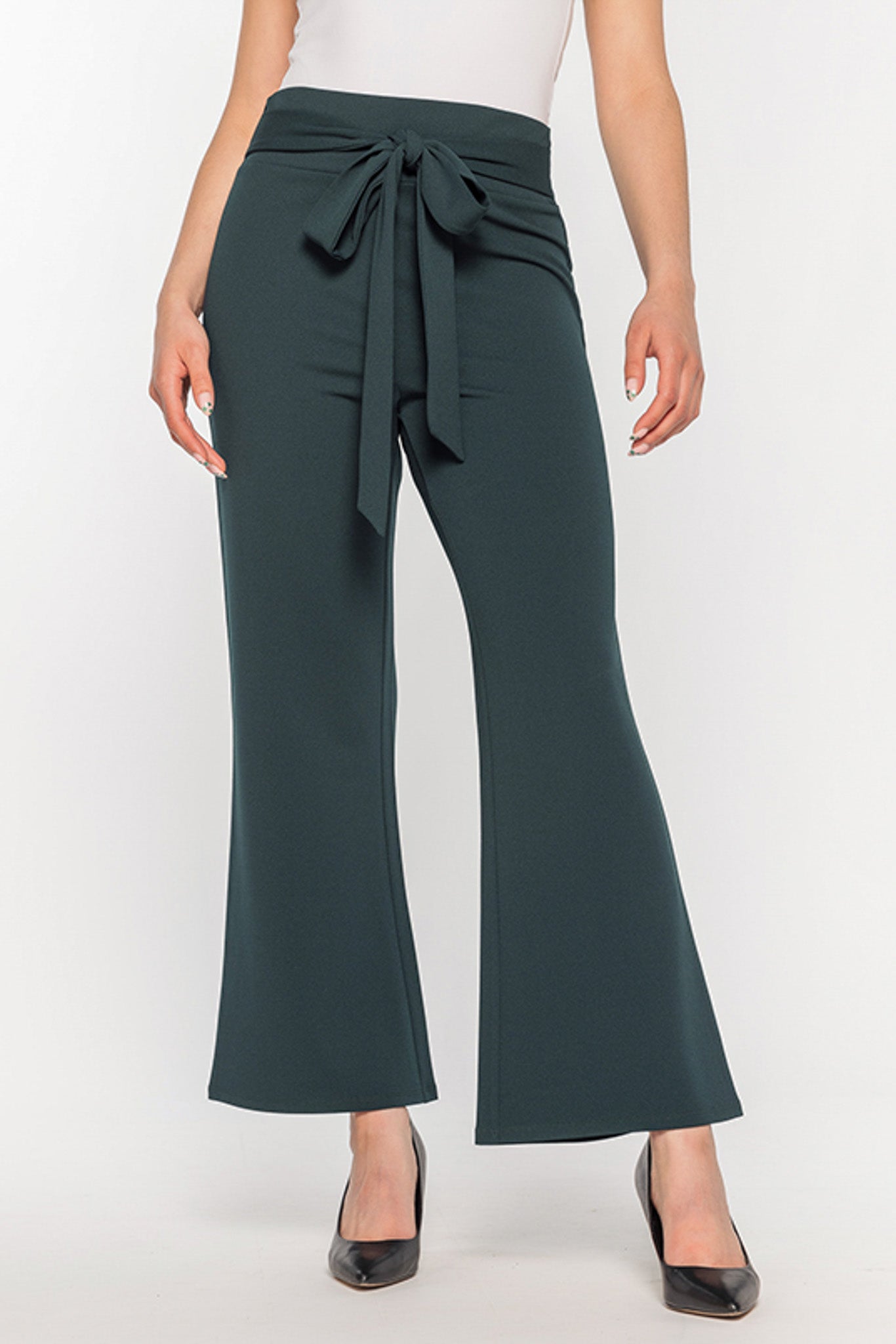 Scuba Crepe Pant with Tie-Belt  - Short Inseam