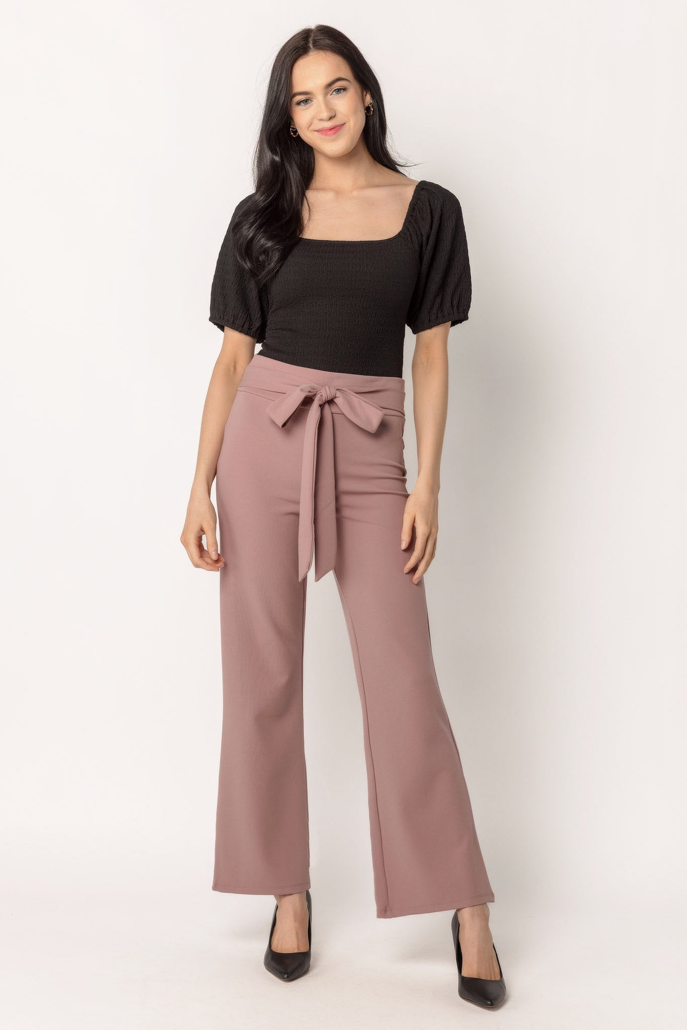 Scuba Crepe Pant with Tie-Belt  - Short Inseam
