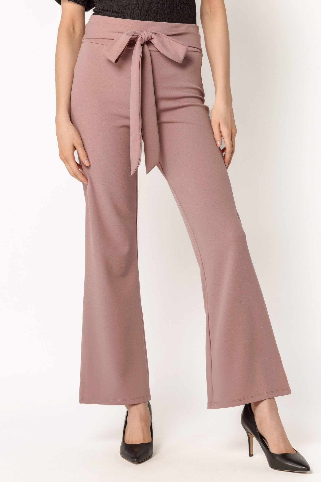Scuba Crepe Pant with Tie-Belt  - Short Inseam