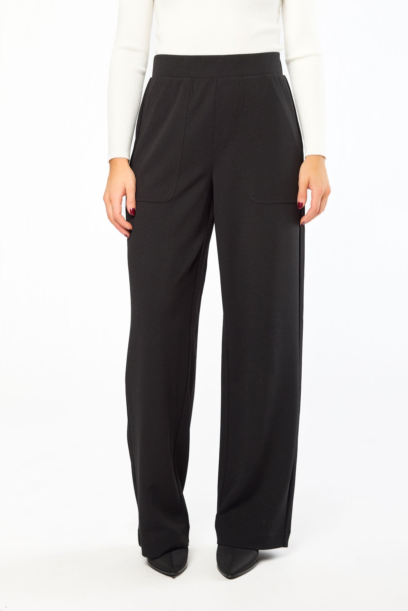 Knit Crepe Wide Leg Pant with Porkchop Pockets