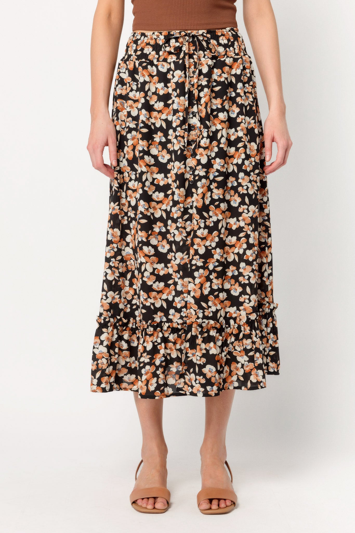 Floral Midi Peasant Skirt