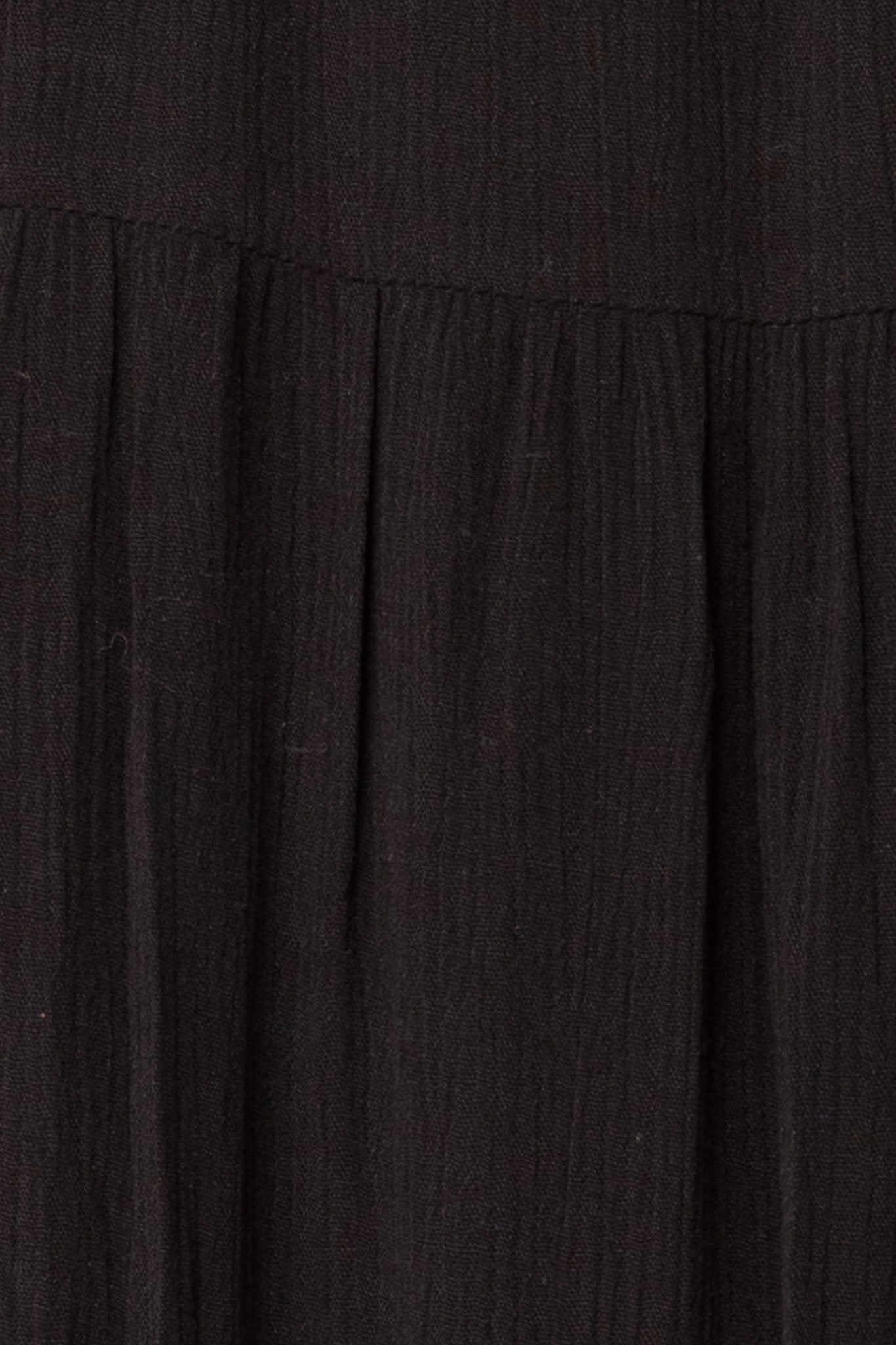 Black Gauze Peasant Maxi Skirt with Metal Belt