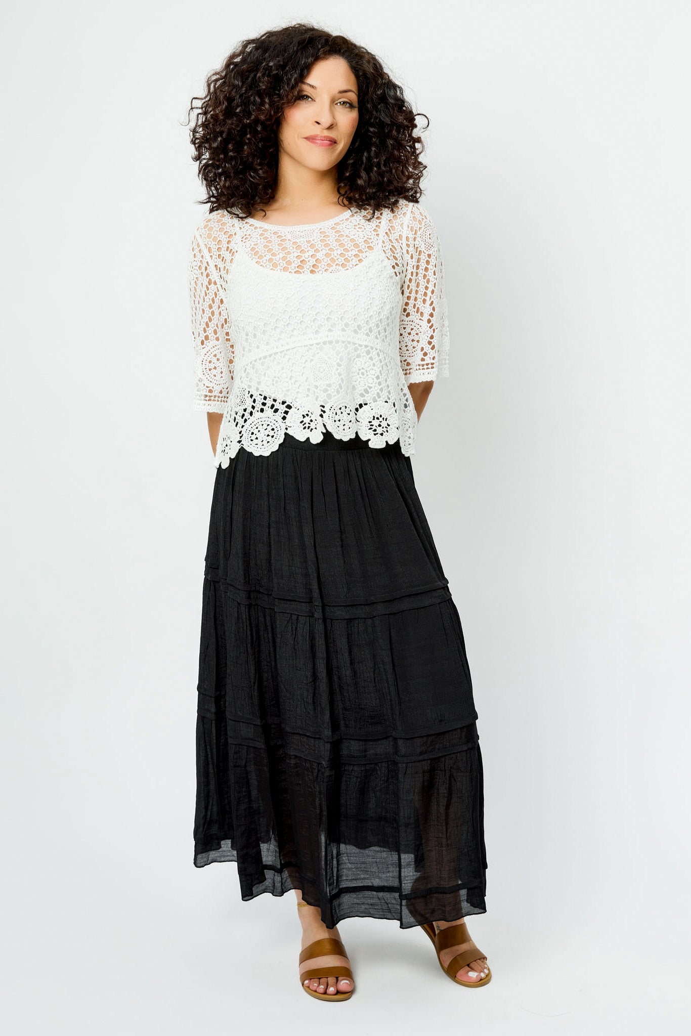 Gauze Tiered Maxi Skirt