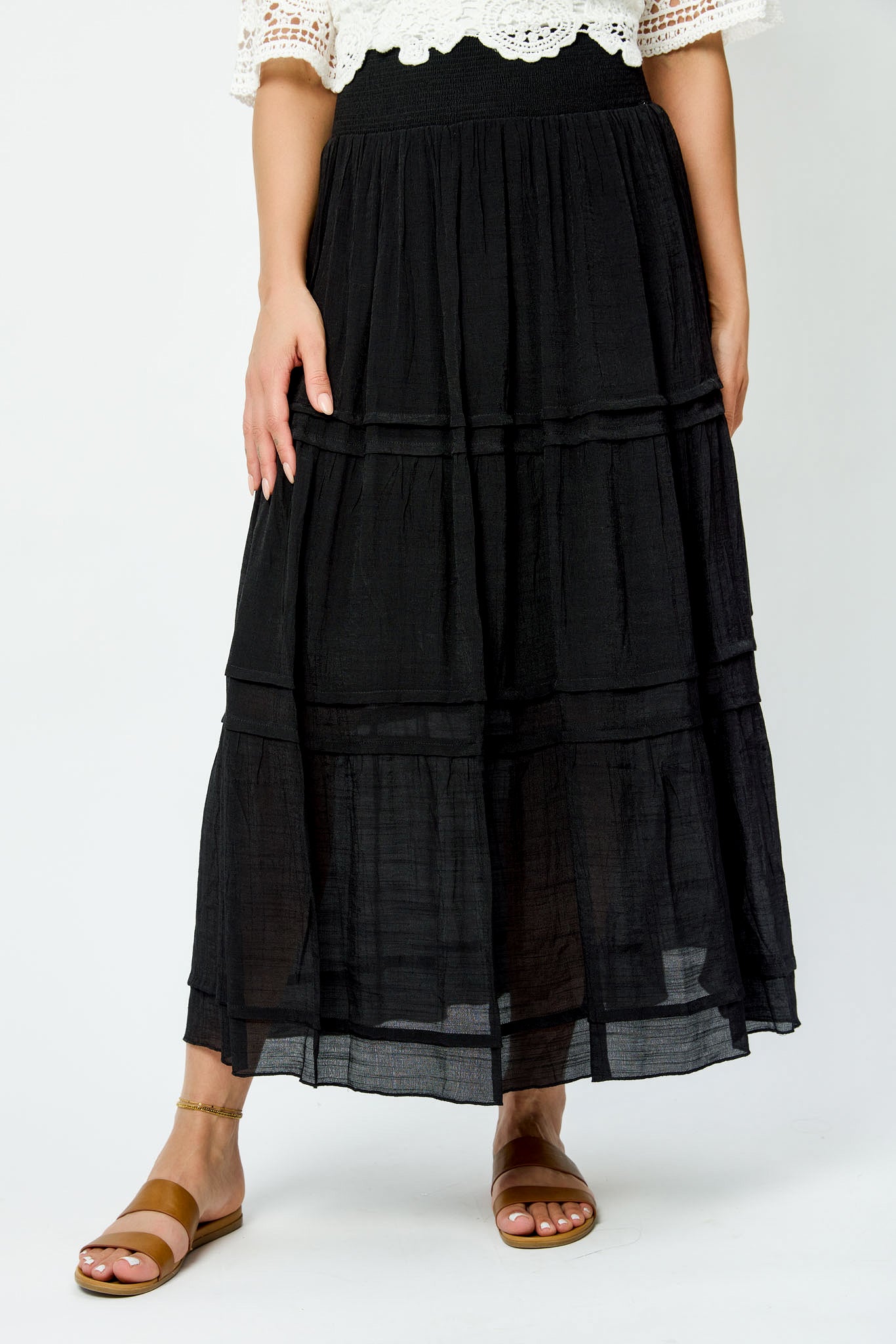 Gauze Tiered Maxi Skirt