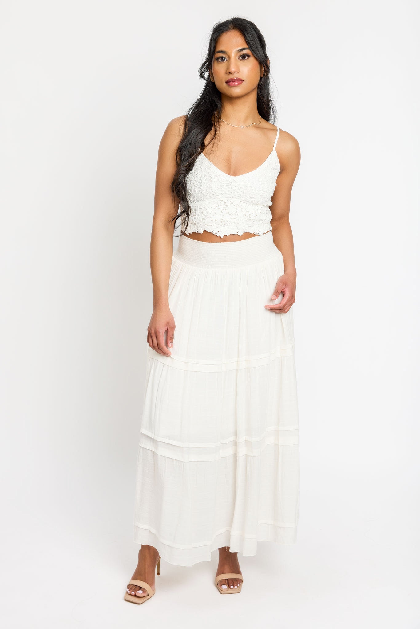 Gauze Tiered Maxi Skirt