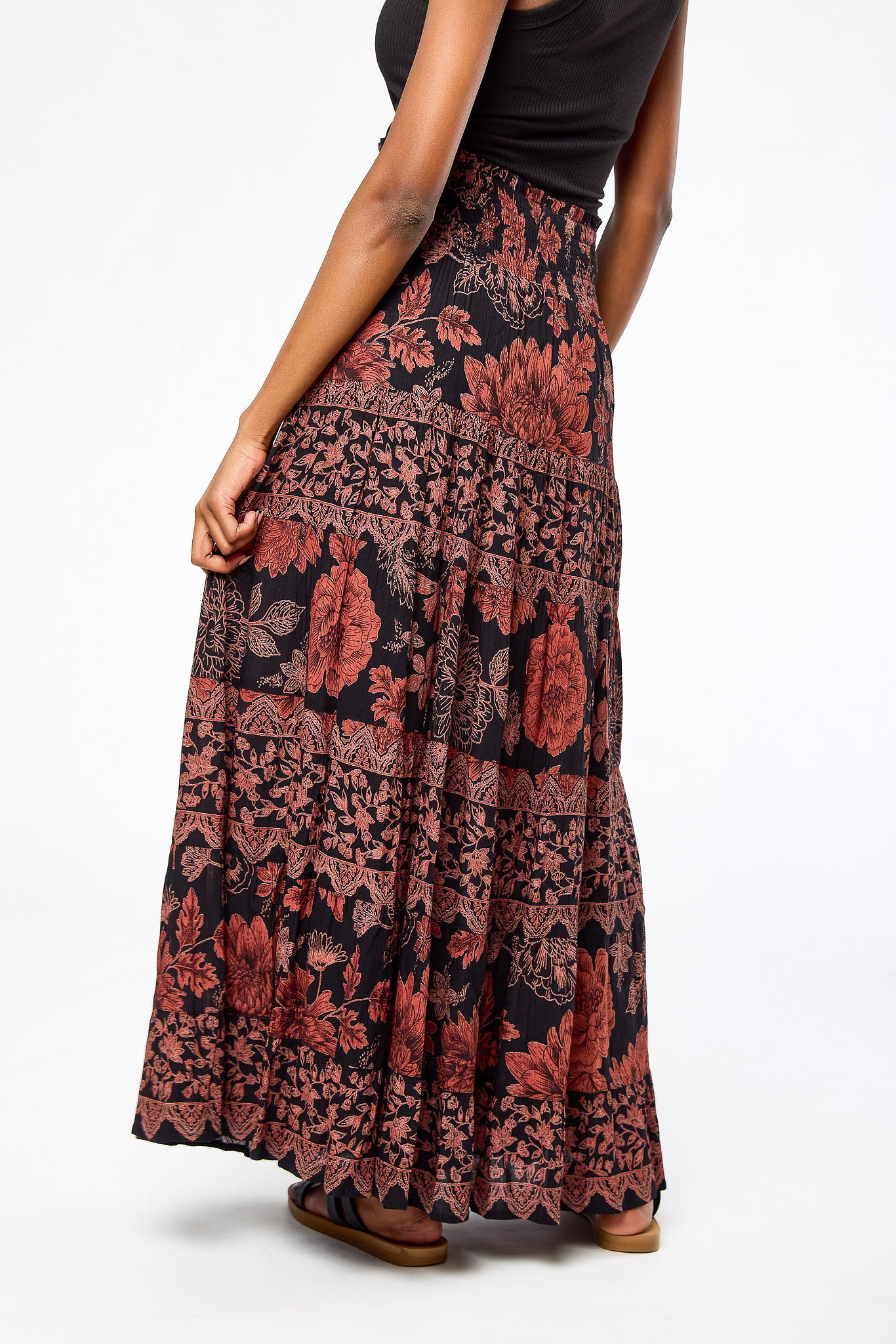 Floral Tiered Maxi Skirt