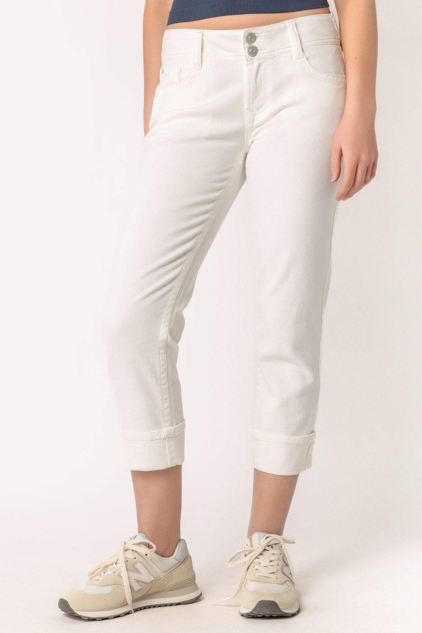 Wallflower White Lucas Curvy Mid-Rise Skinny Crop