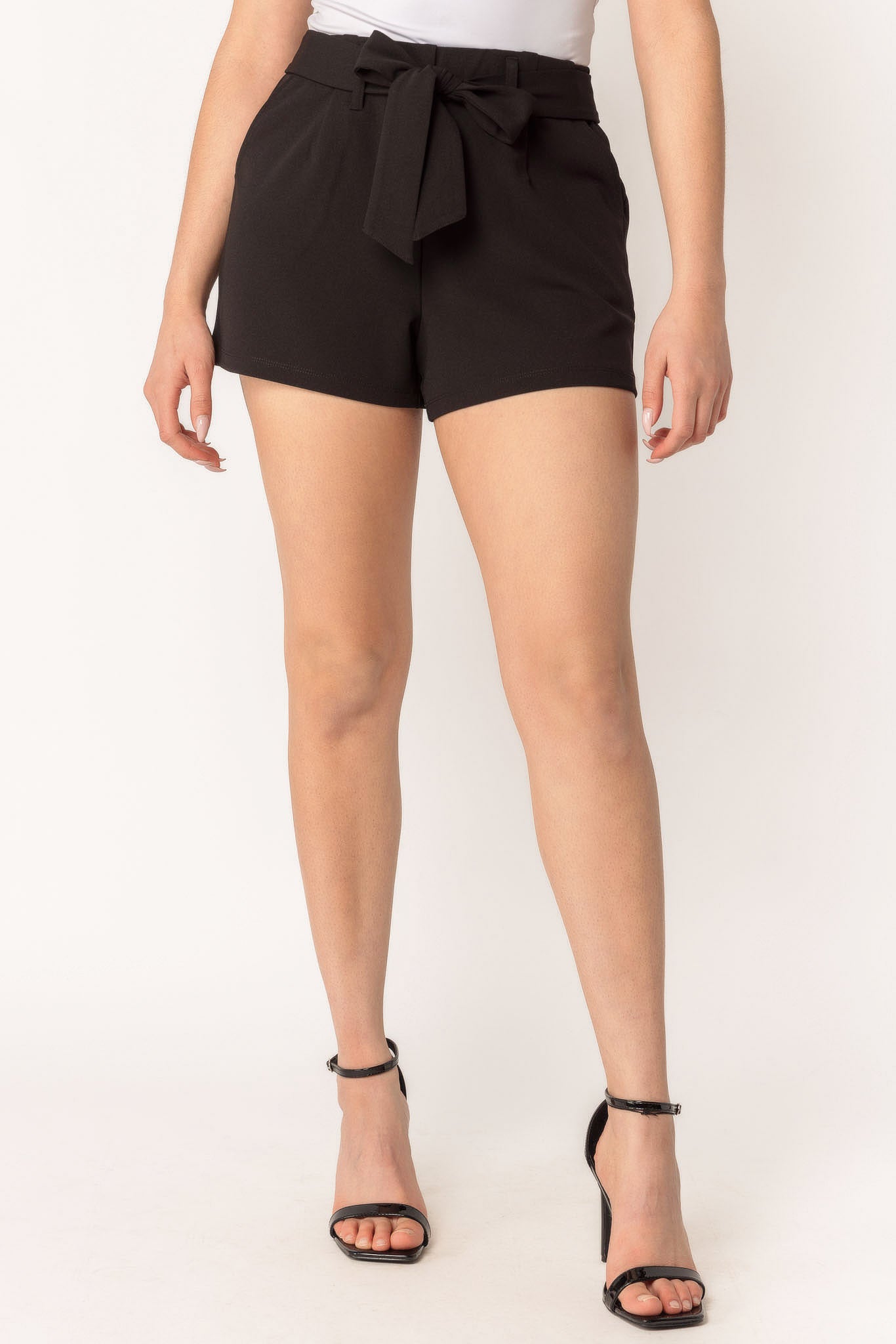 Scuba Crepe Short with Tie-Belt