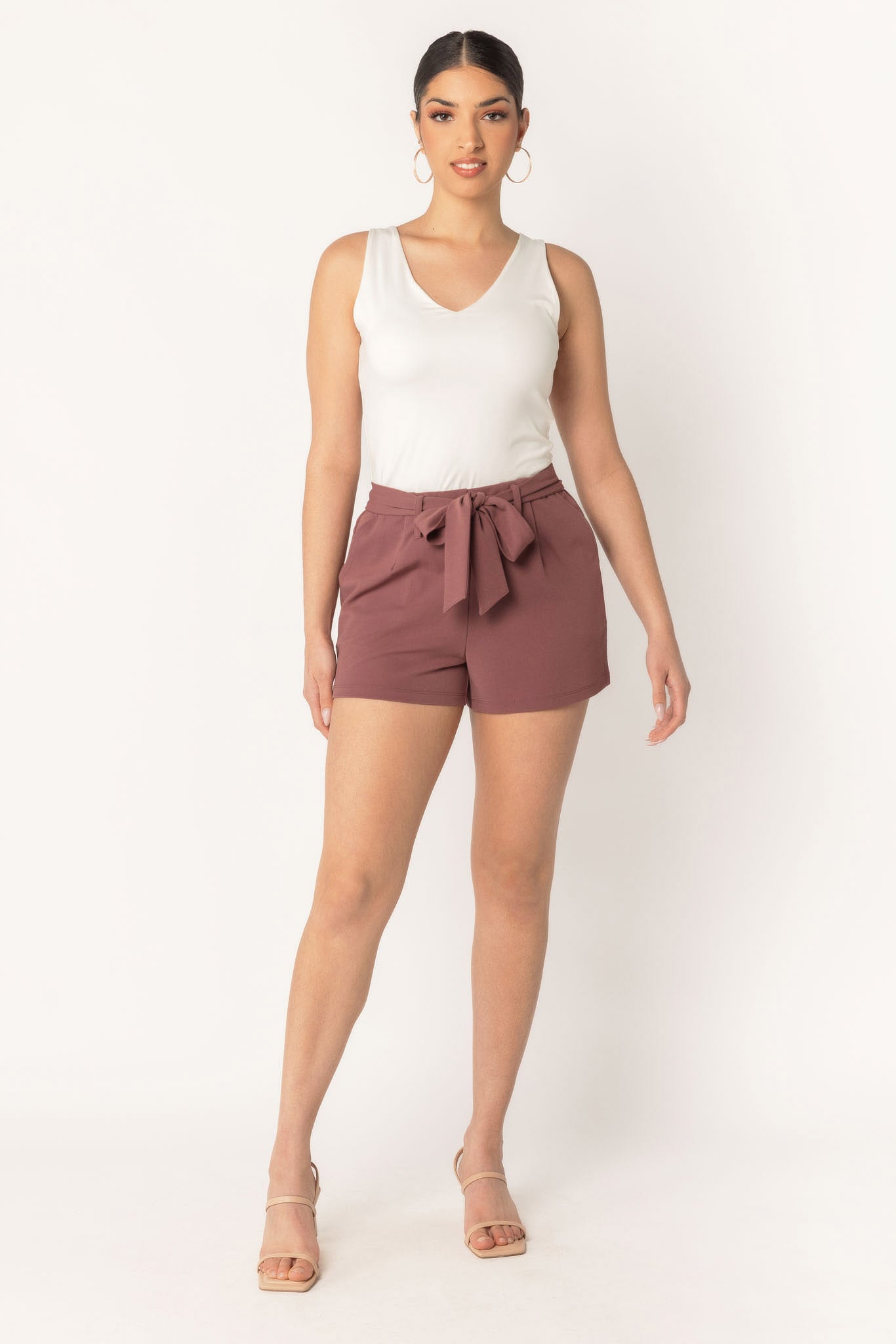 Scuba Crepe Short with Tie-Belt