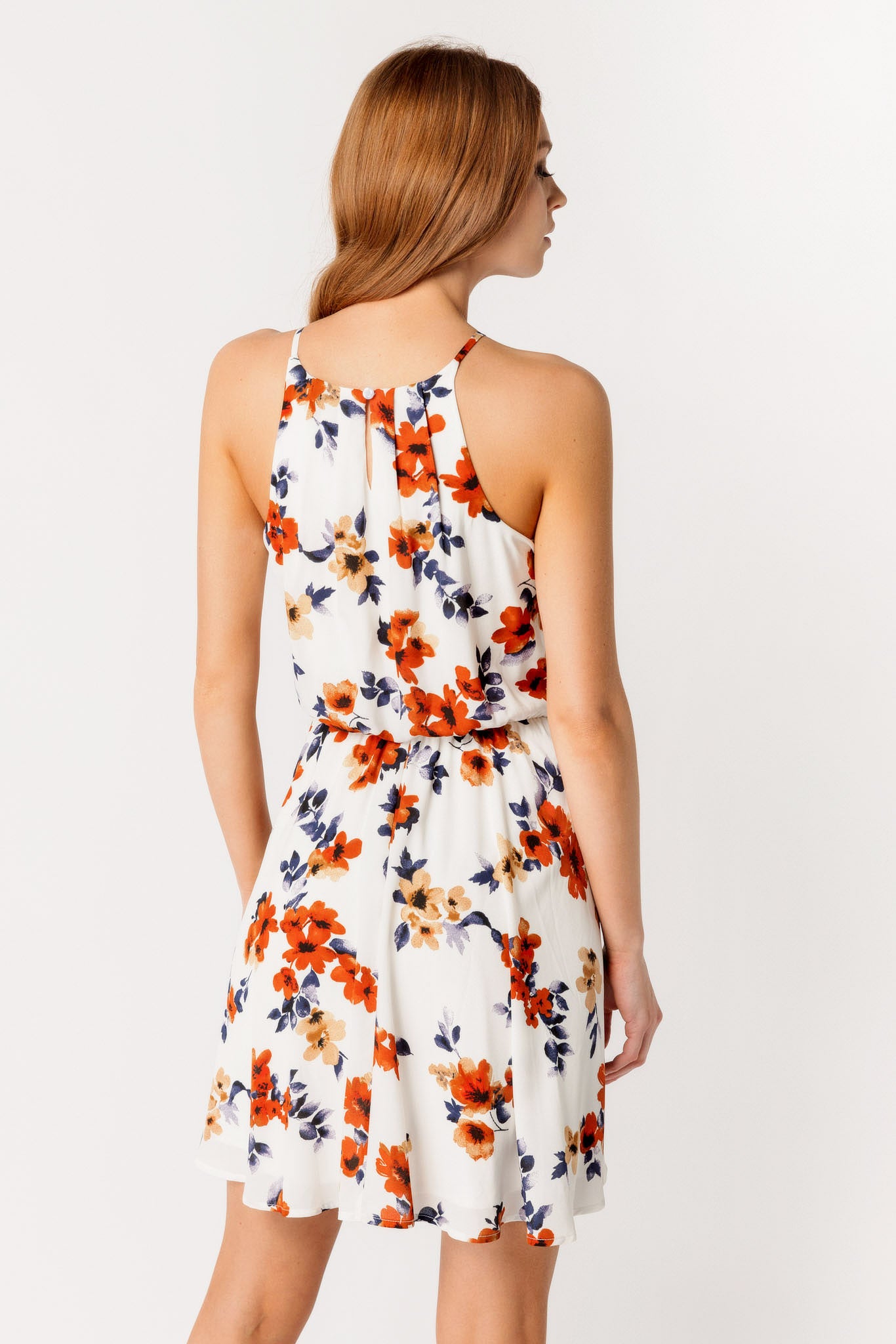 Floral Spaghetti Strap Dress with Elastic Waist