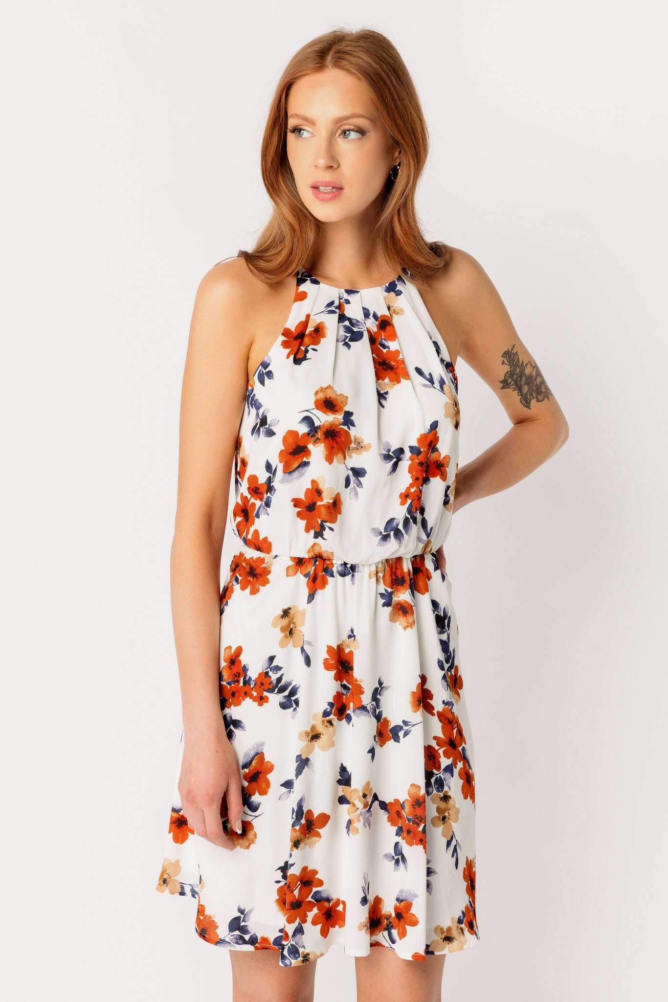 Floral Spaghetti Strap Dress with Elastic Waist