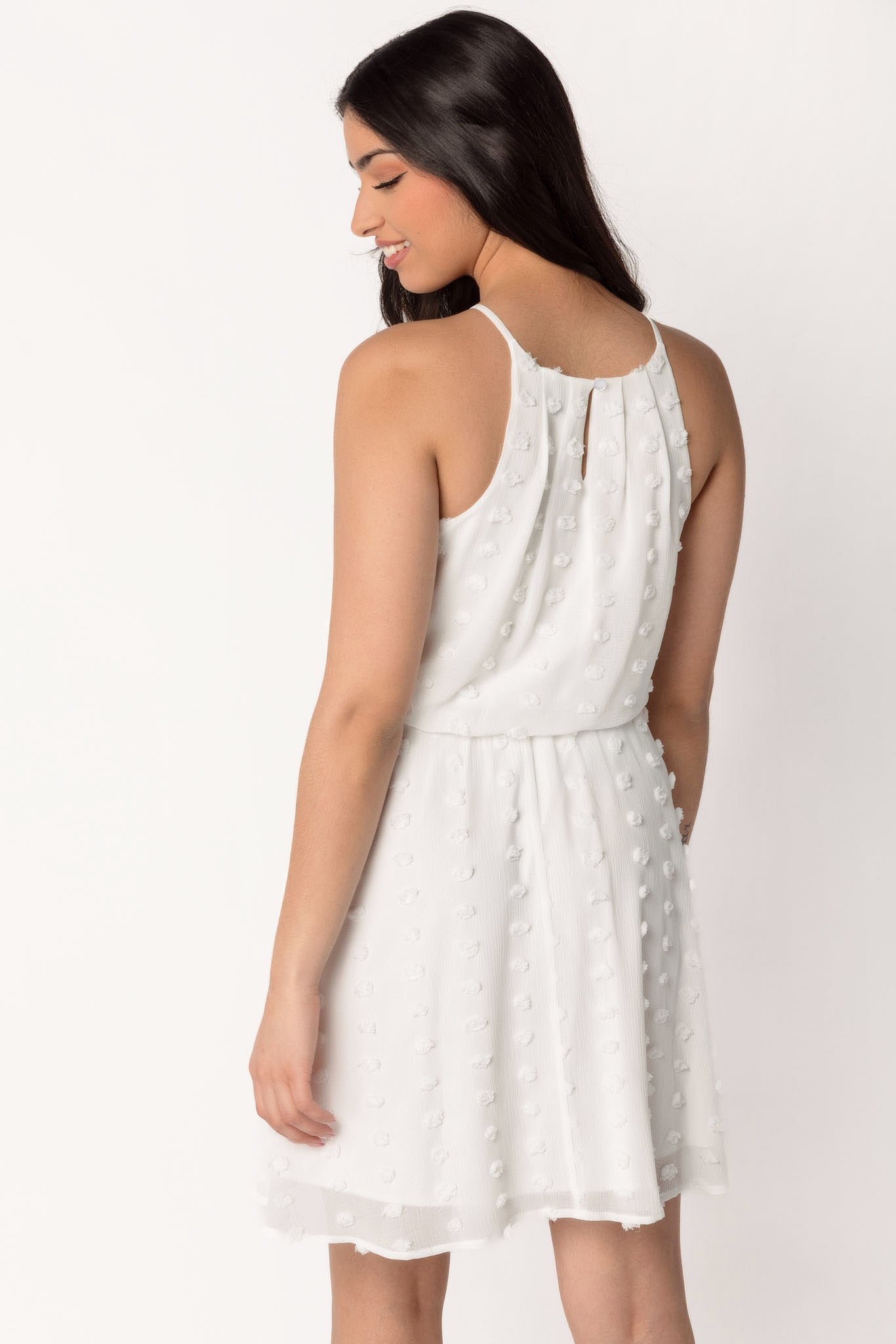 Swiss Dot Dress with Elastic Waist