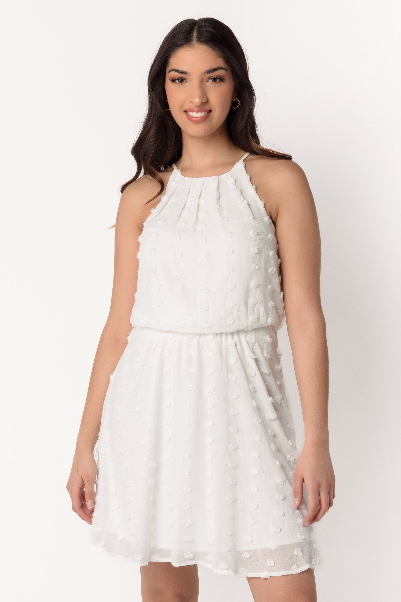 Swiss Dot Dress with Elastic Waist