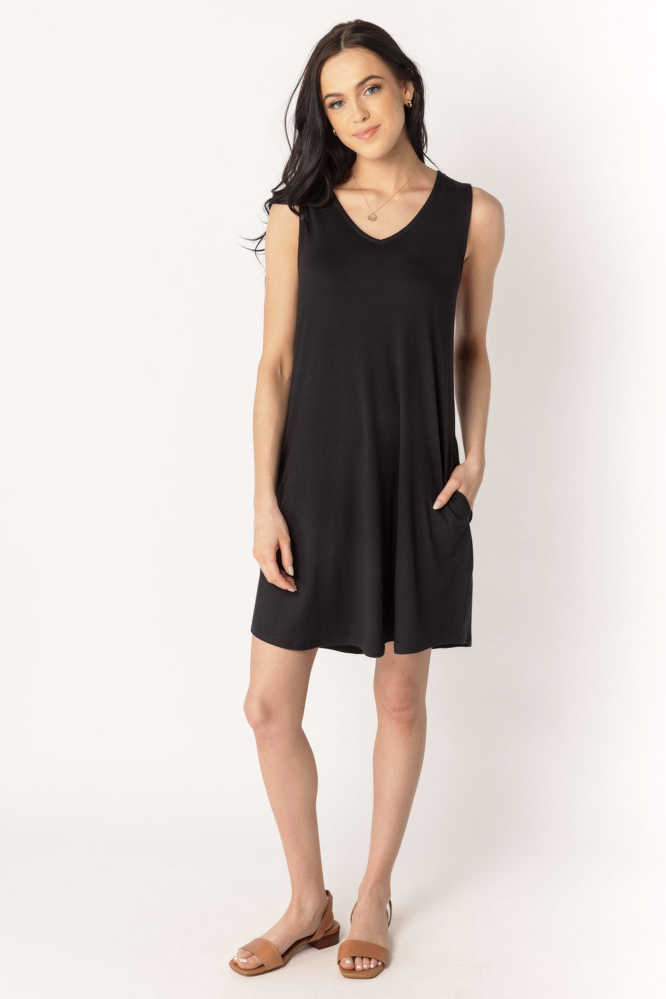 Brushed Double V-Neck Dress