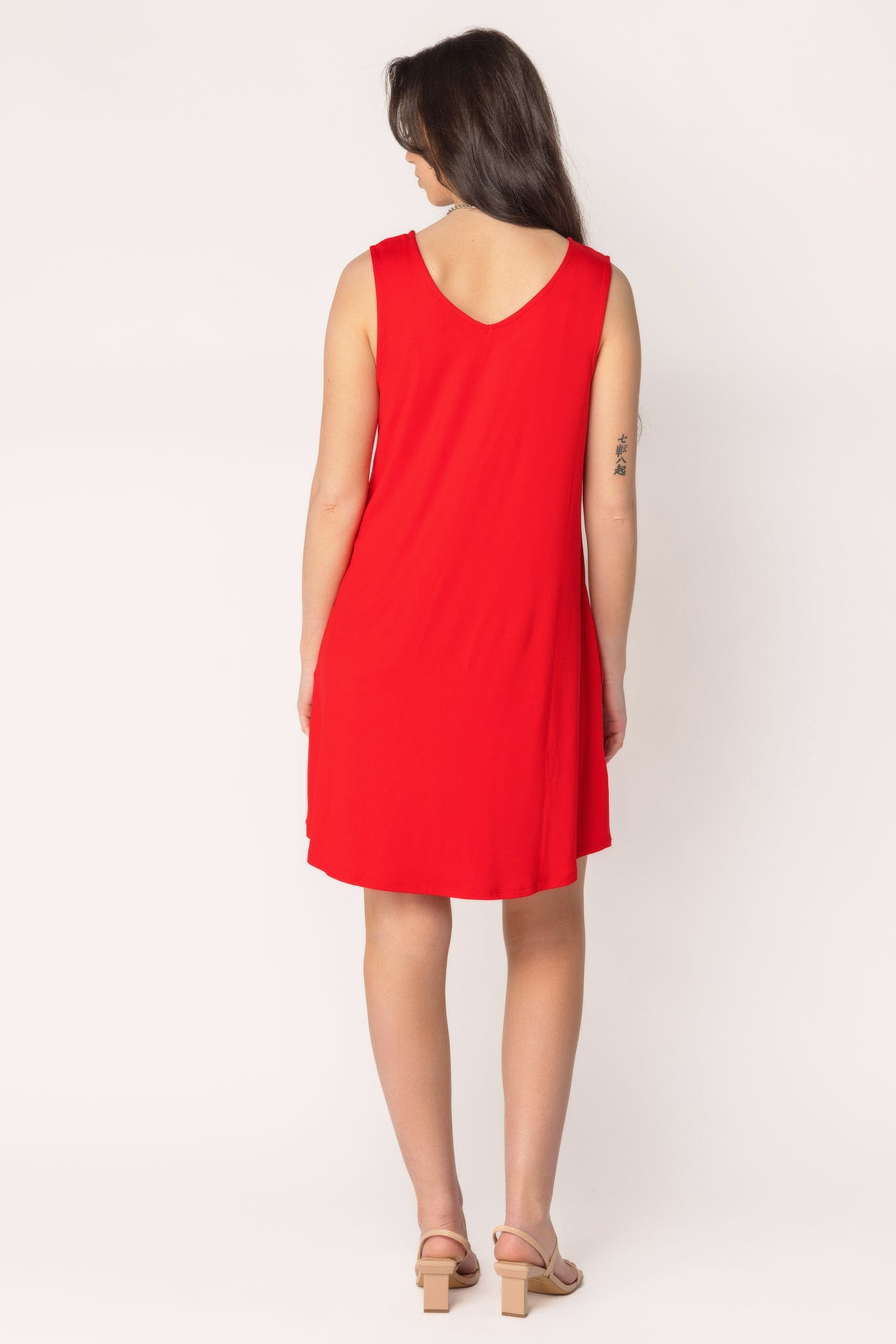 Brushed Double V-Neck Dress