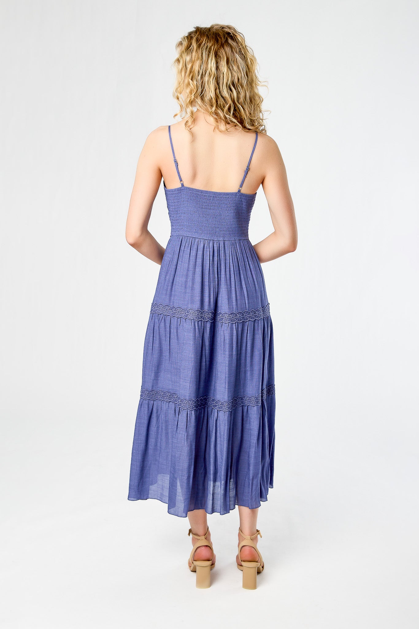 Gauze Maxi Tiered Dress with Crochet Bodice