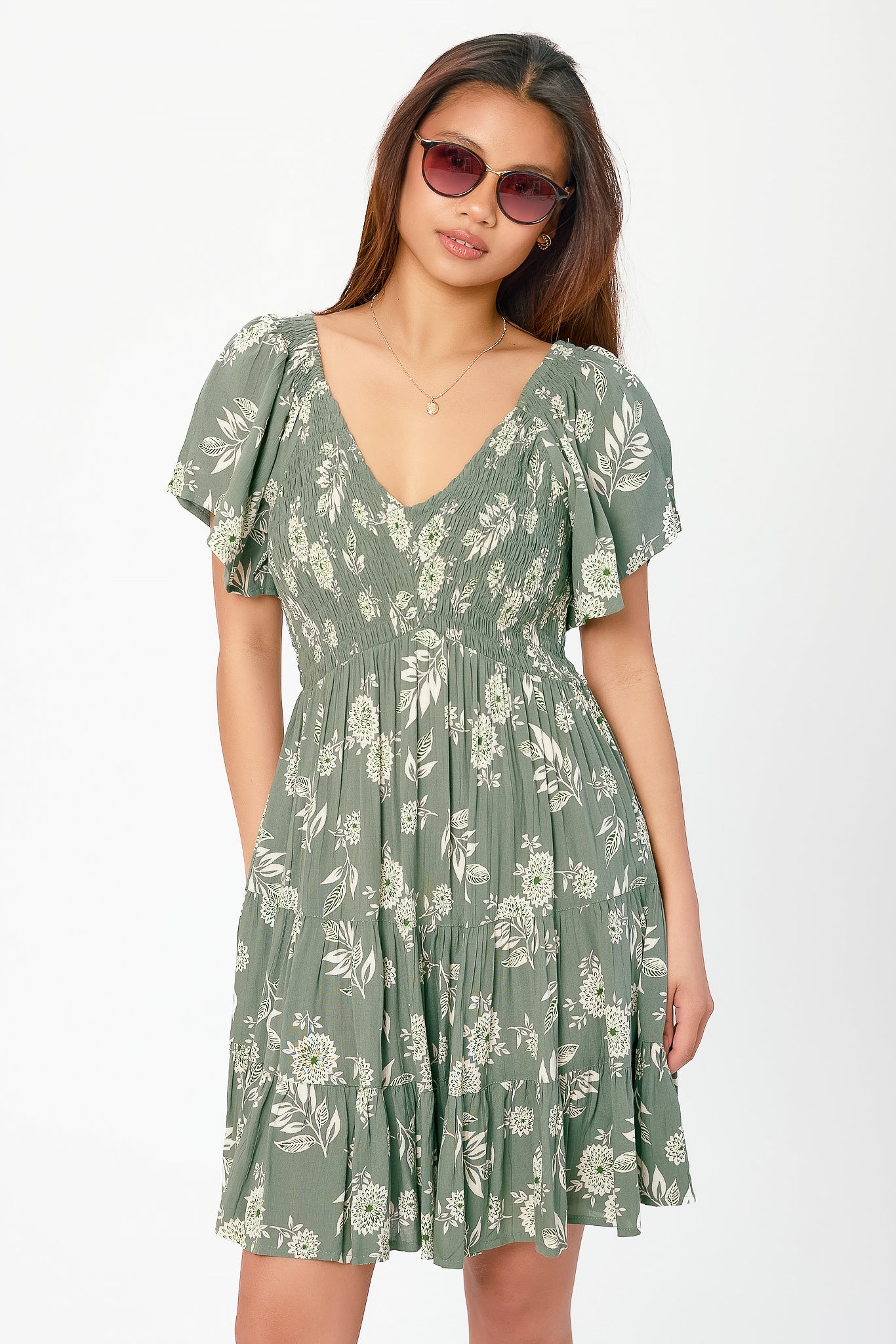 Small Floral Smocked Babydoll Dress