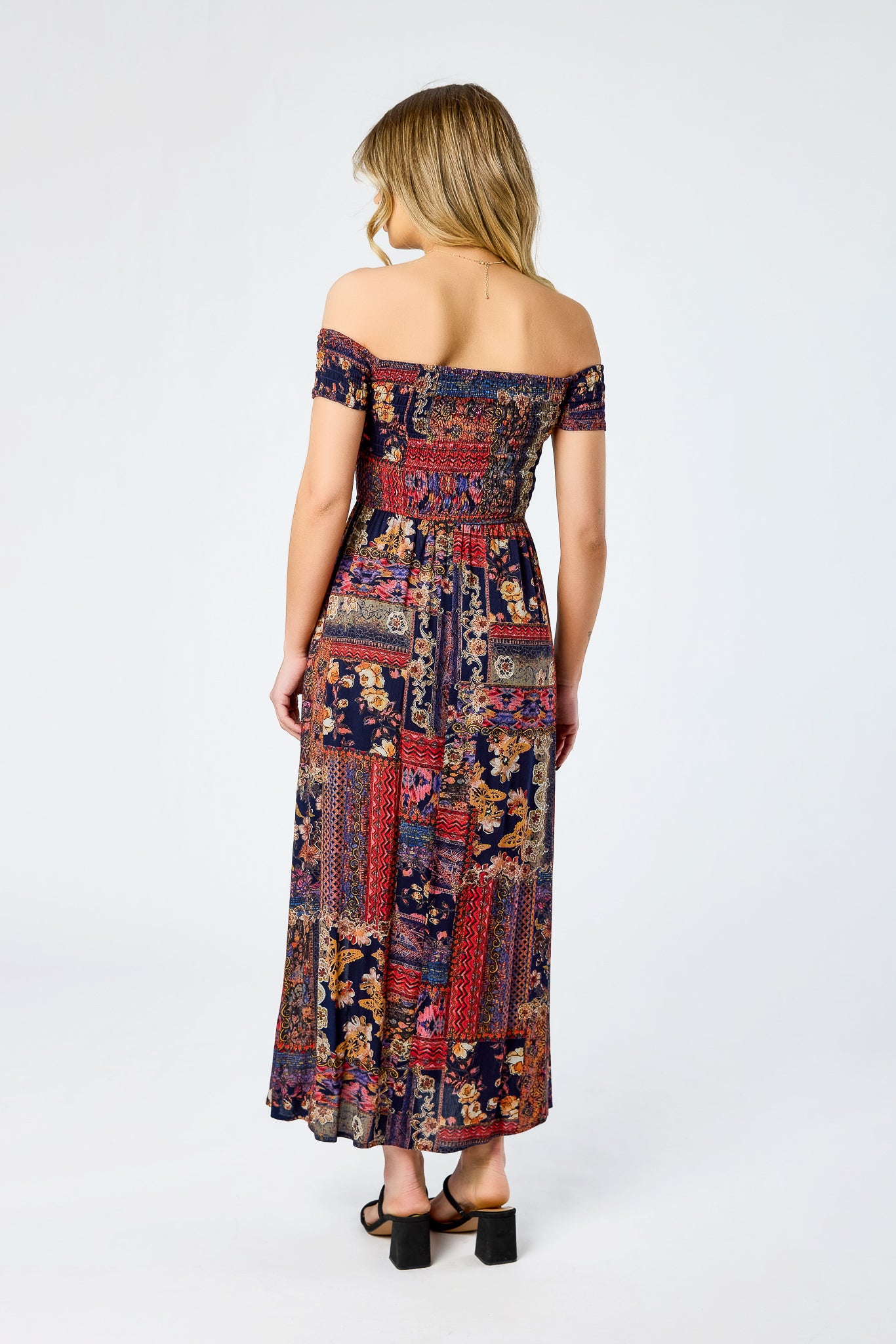 Terracotta Combo Smocked Off-Shoulder Maxi