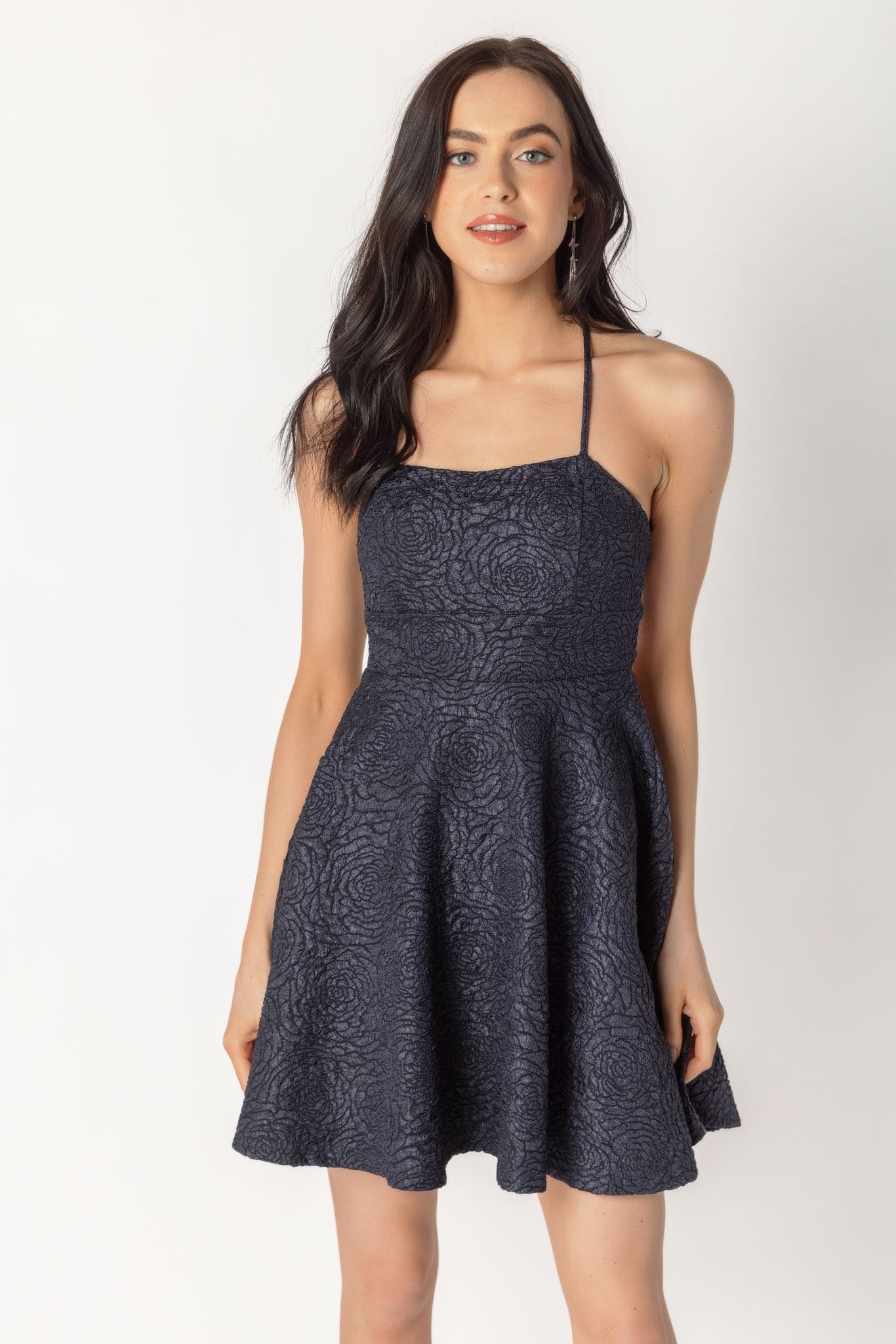 Floral Lace-Up Back Skater Dress
