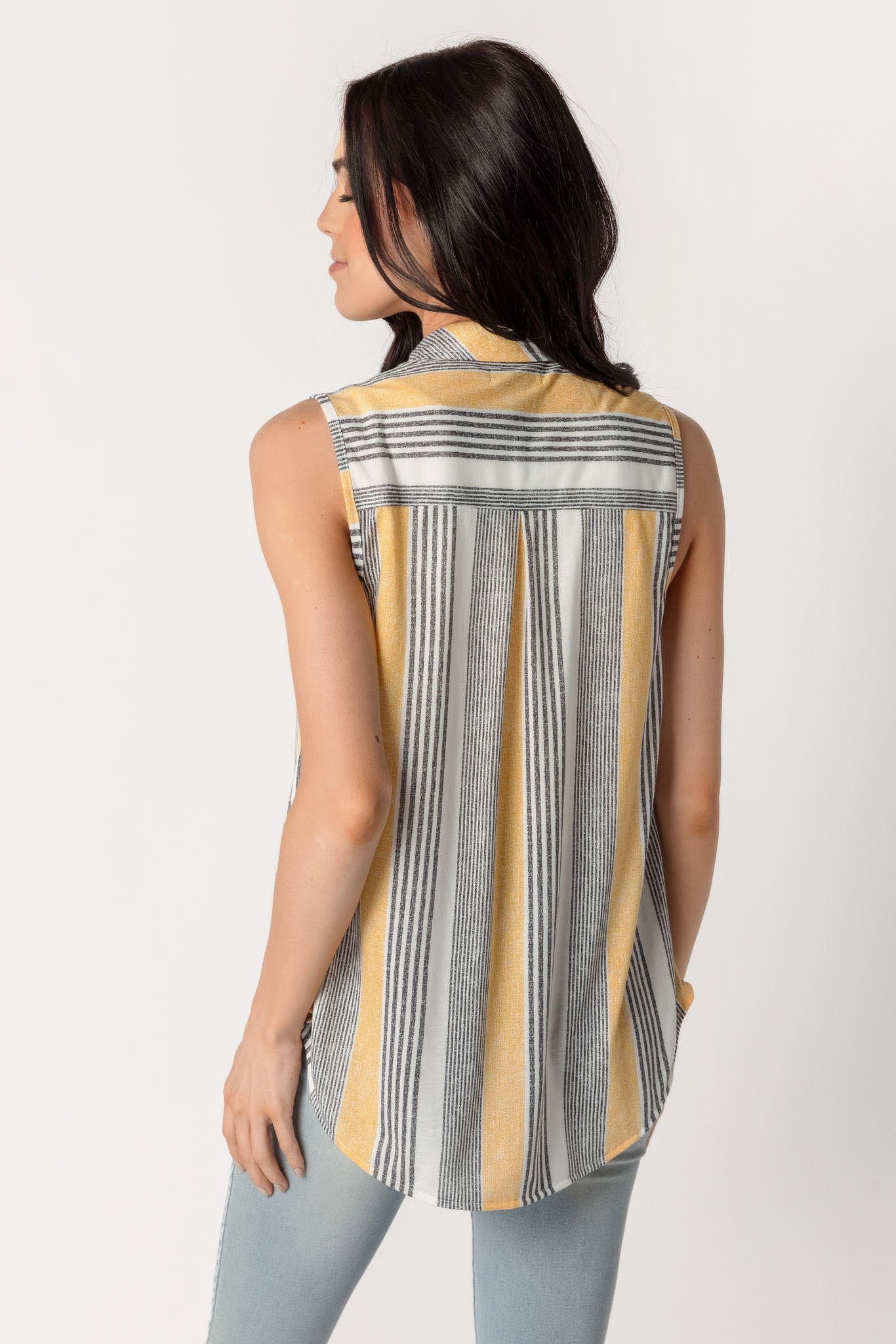 Yellow Stripe Sleeveless Shirt