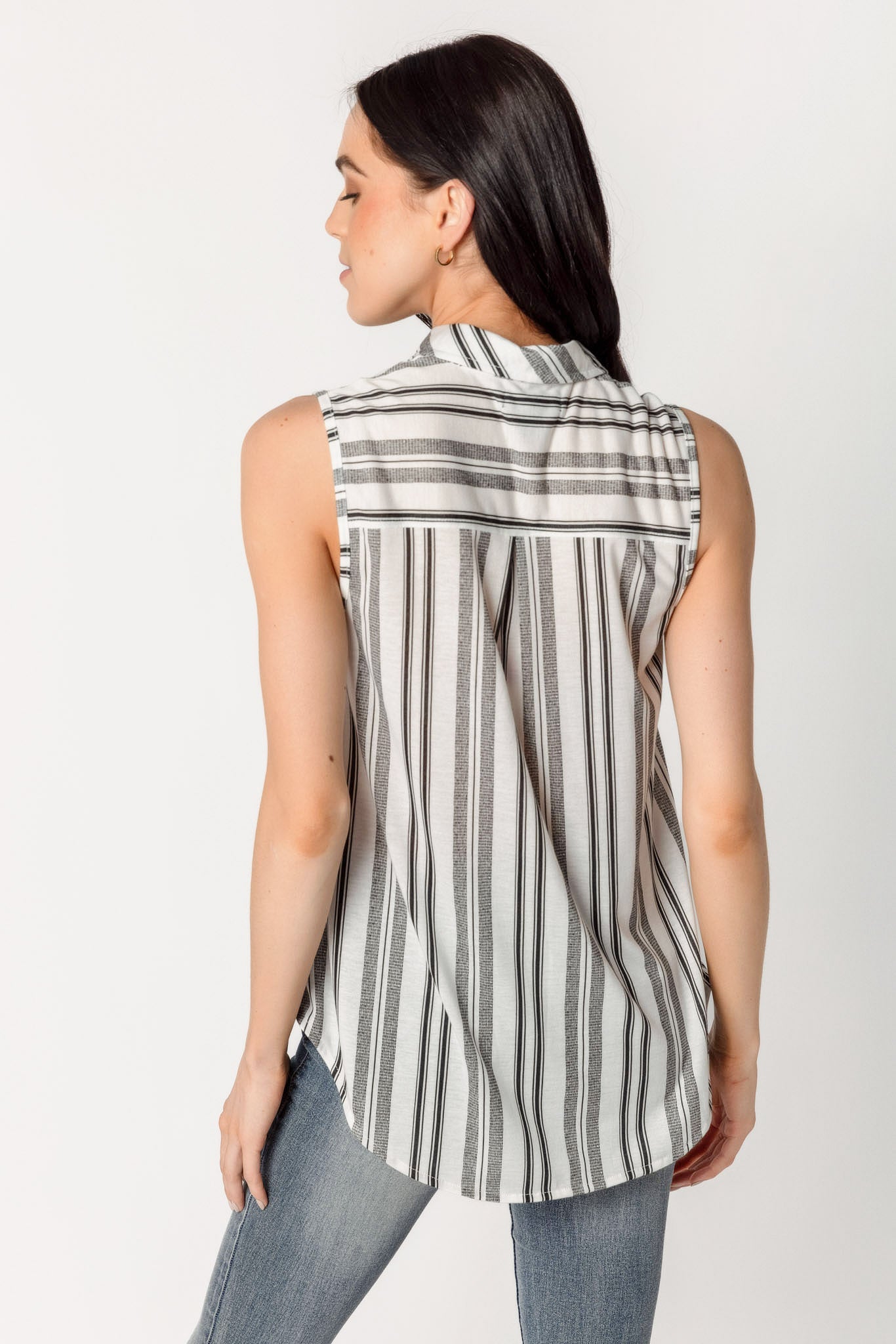 Black & White Stripe Sleeveless Shirt