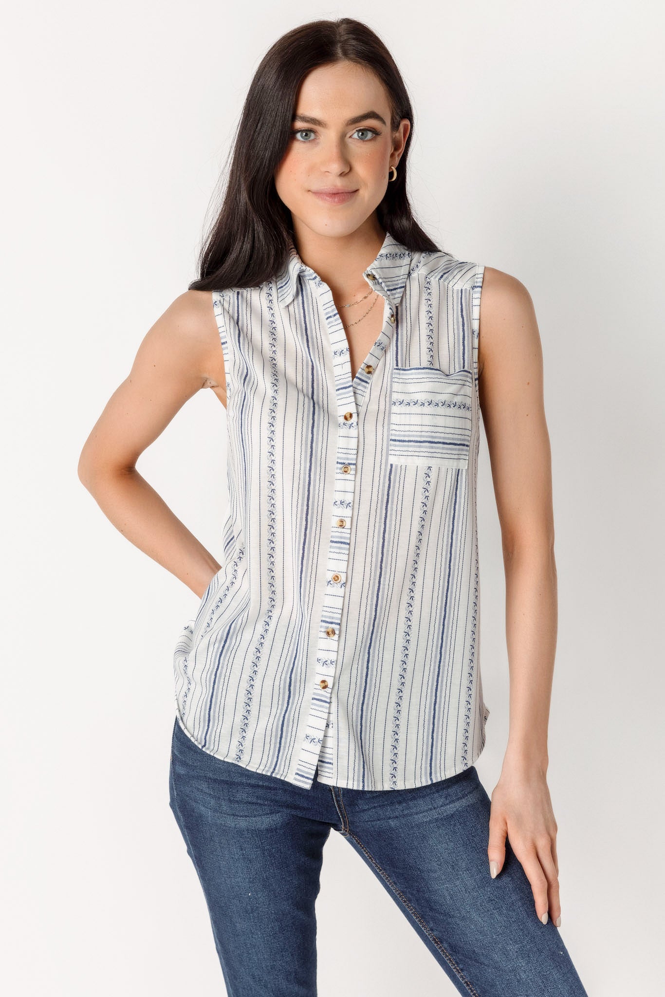 Vine Stripe Sleeveless Shirt
