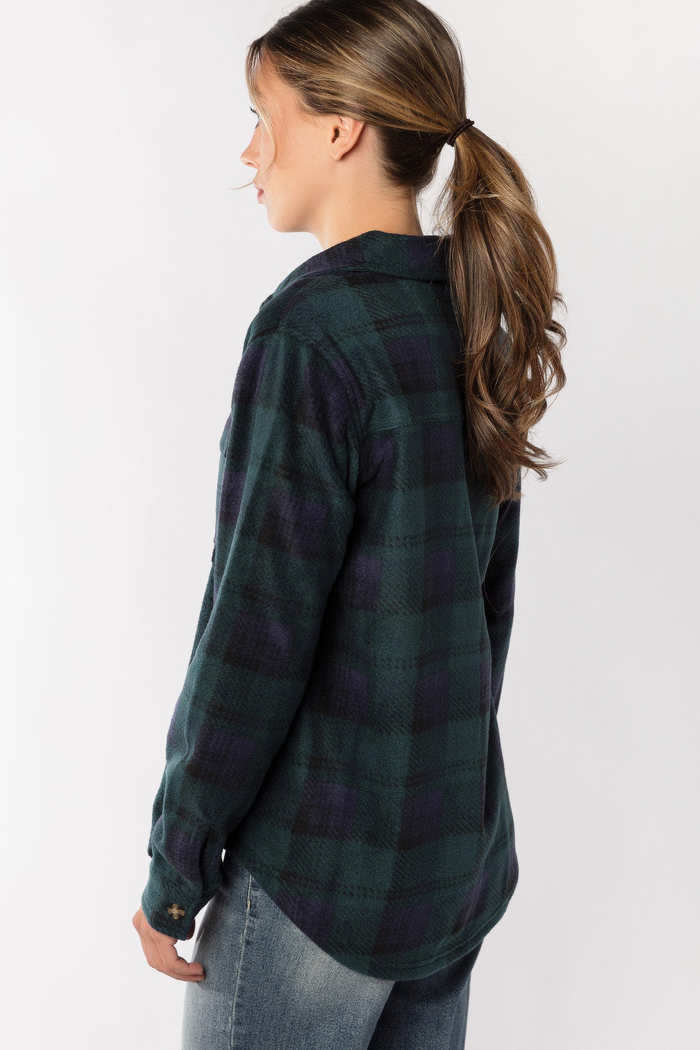 Polar Fleece shacket in Heritage Plaid