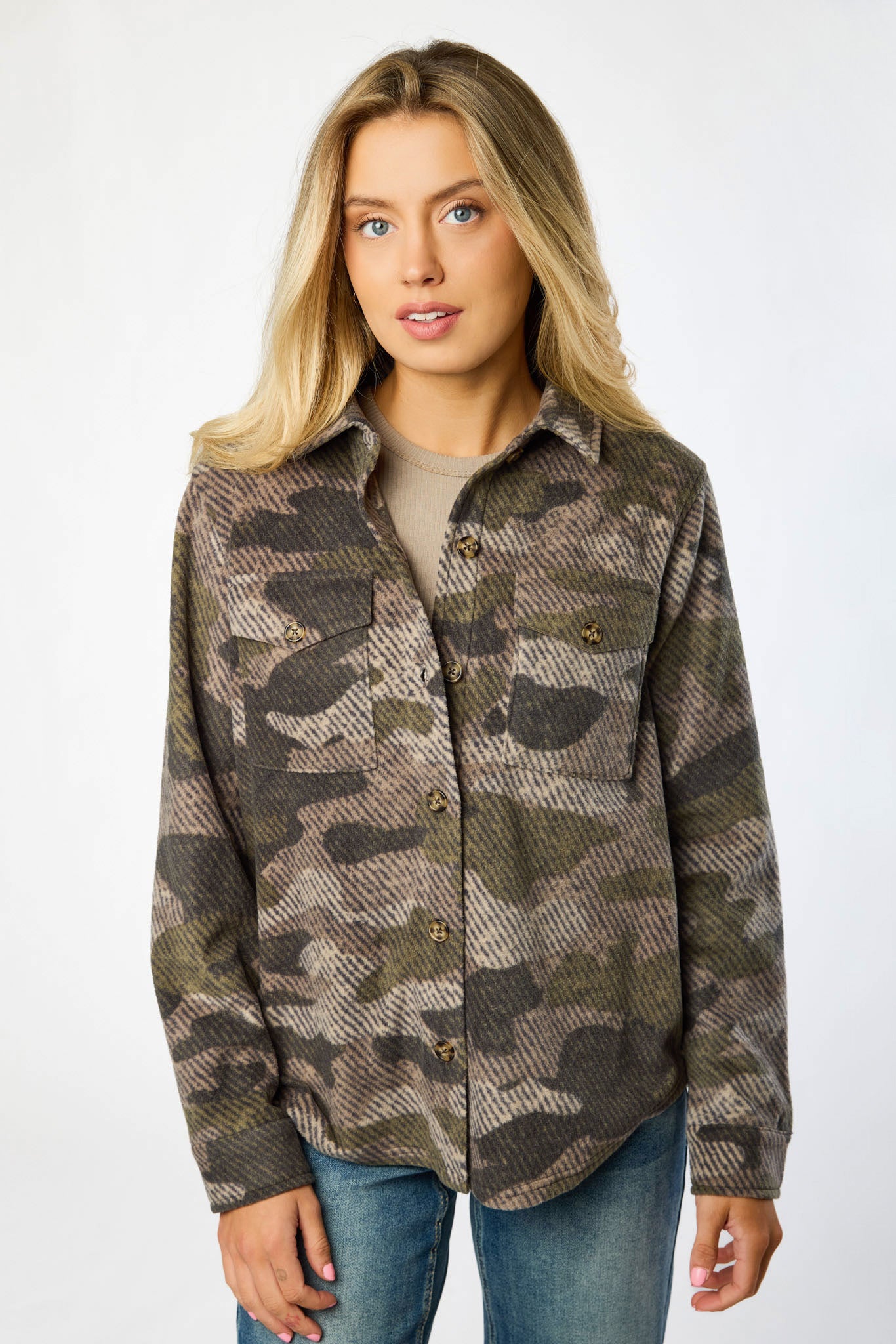 Camo Polar Fleece Boyfriend Shacket