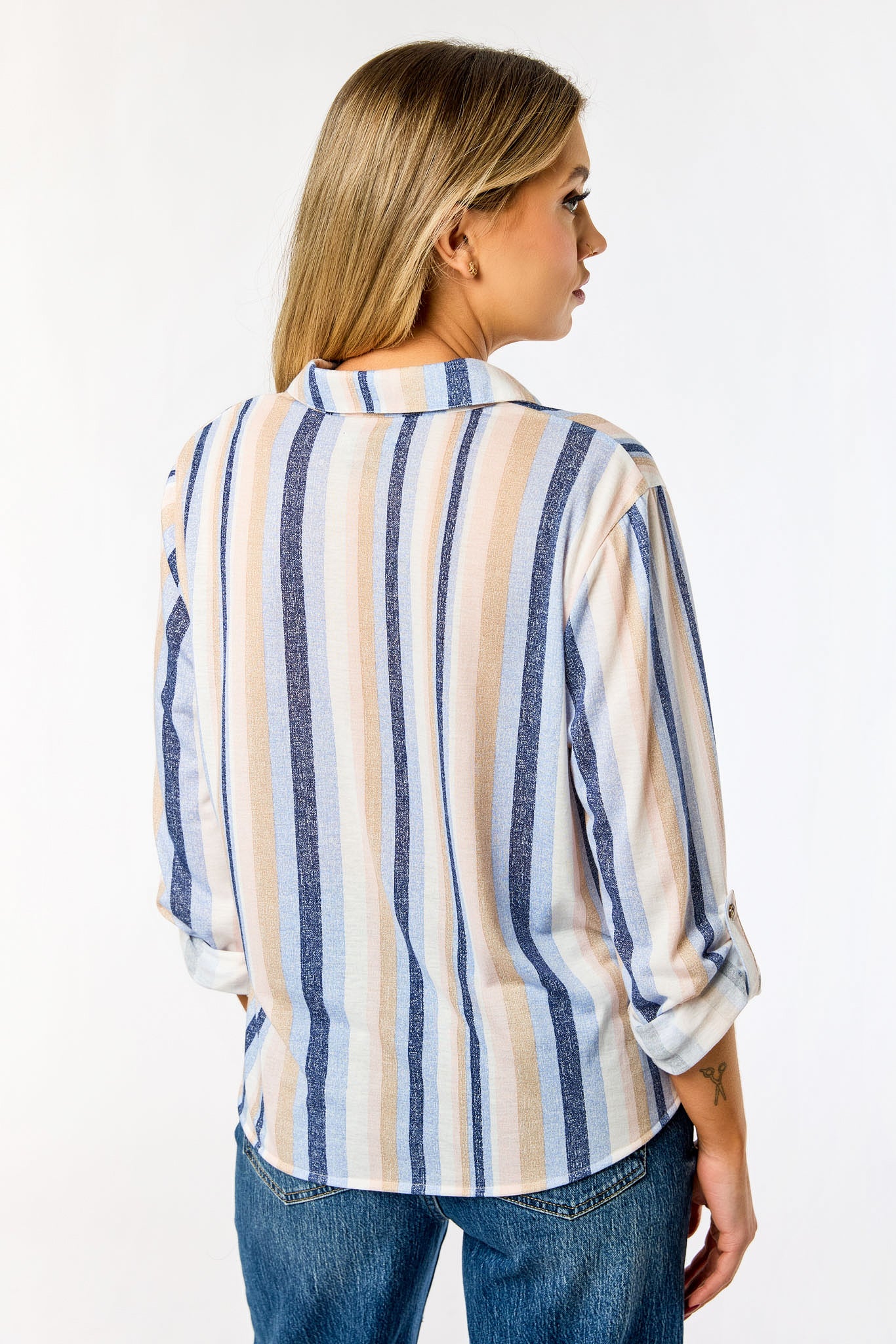 Multicolour Stripe Tie-Front Top
