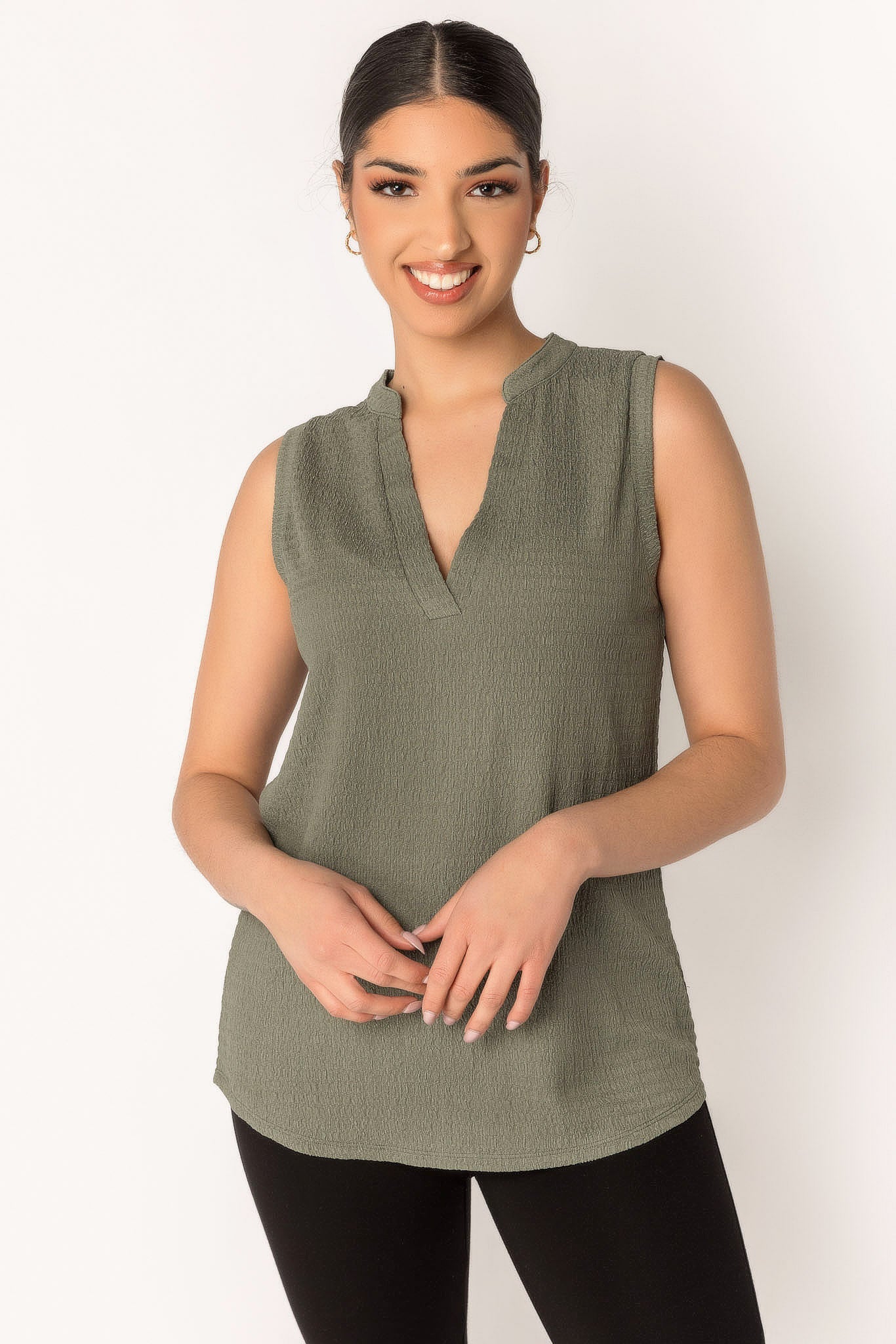 Textured Knit Sleeveless Blouse
