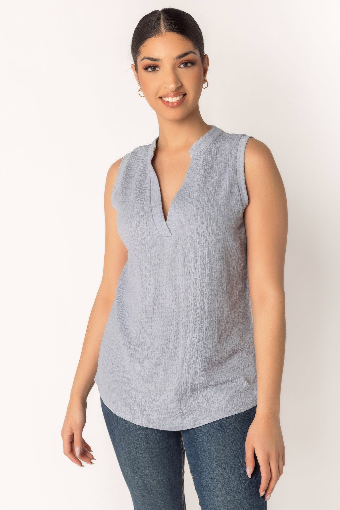 Textured Knit Sleeveless Blouse